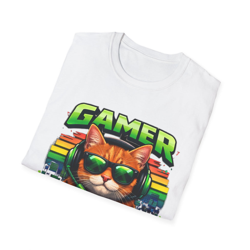 Gamer Cat with Controller T-Shirt | Eat Sleep Game Repeat