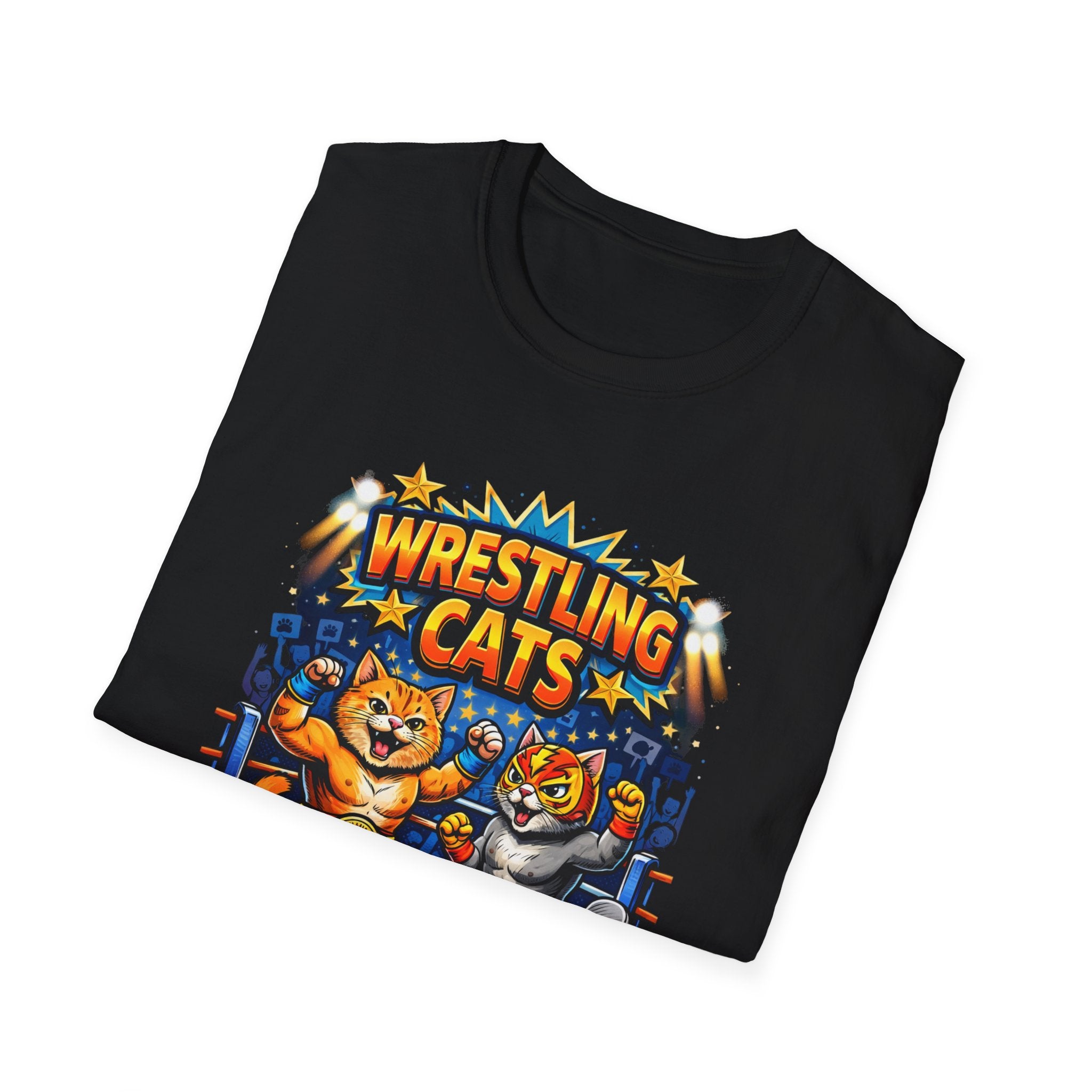 Wrestling Cats T-Shirt | Retro Cat Wrestlers Graphic Tee