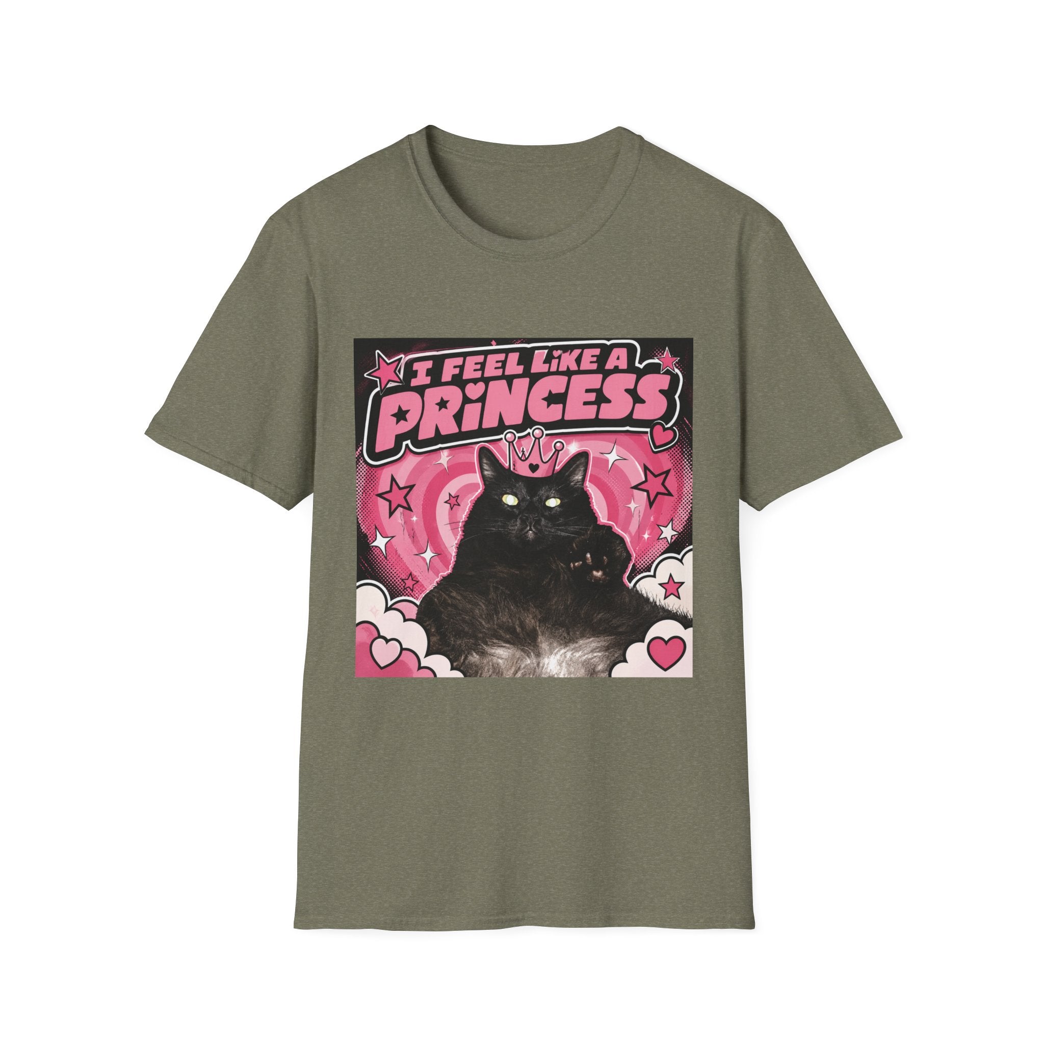 I Feel Like a Princess cat T-Shirt | Black Cat, Pink Retro Design