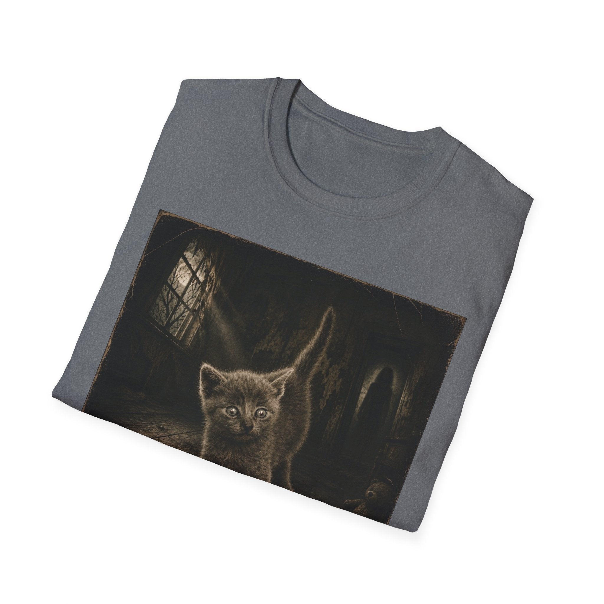 Gray Spooky Cat T-Shirt | Halloween Cat Shirt