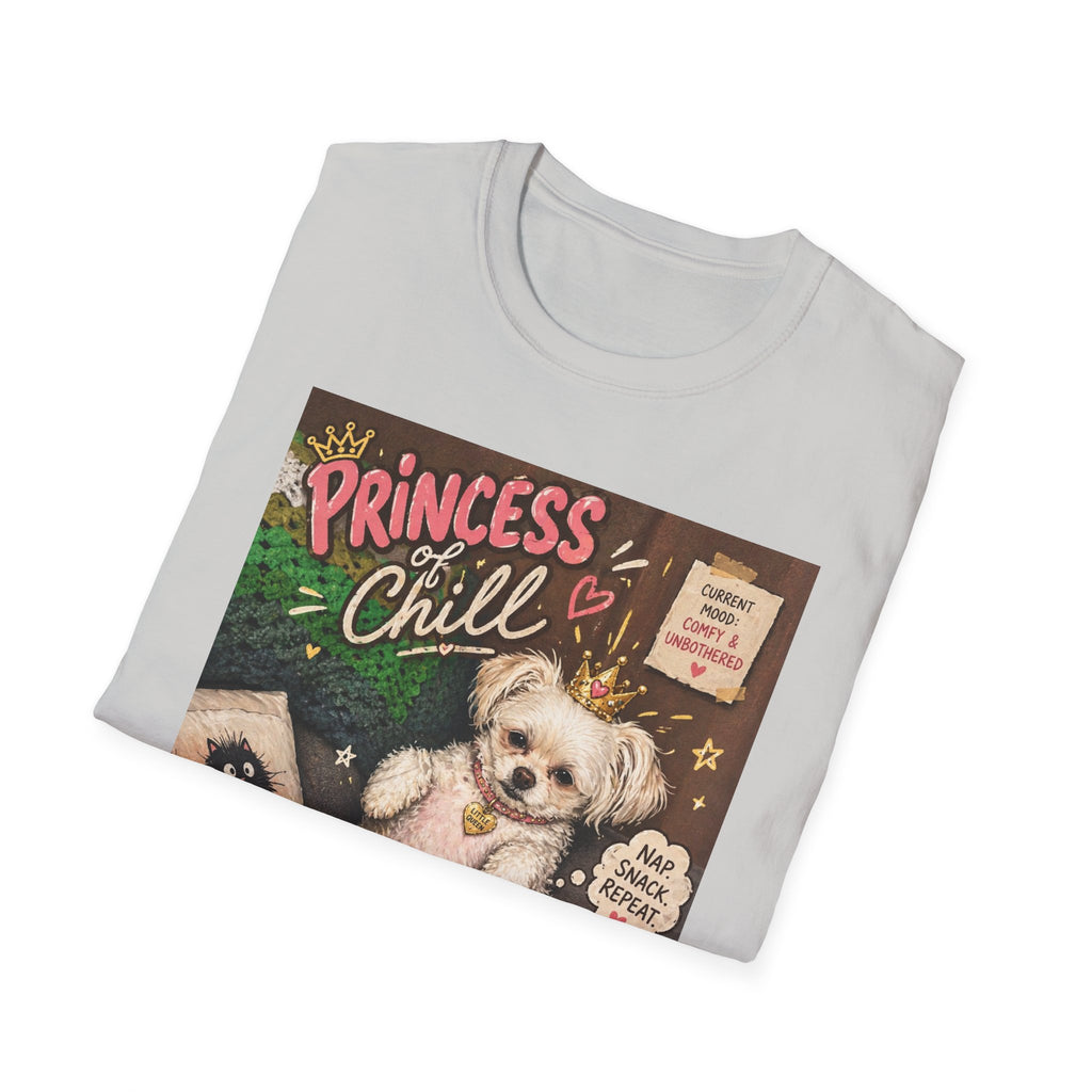 Princess and Chill Maltese Dog T-Shirt | Cute Dog Illustration