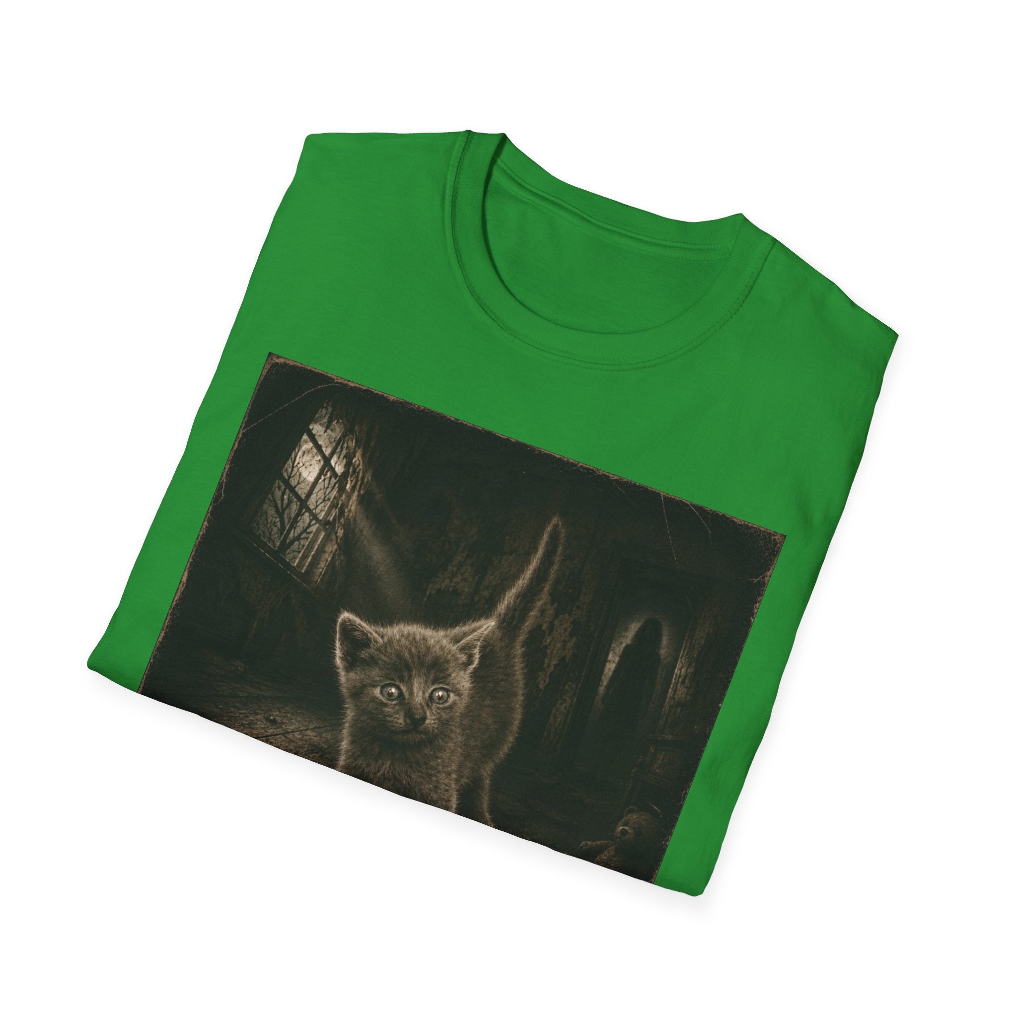 Gray Spooky Cat T-Shirt | Halloween Cat Shirt