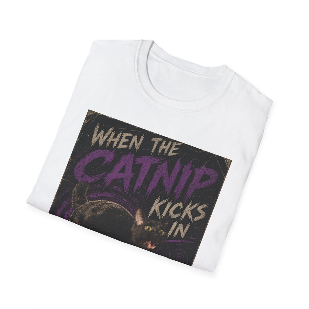 When the Catnip Kicks In T-Shirt | Black Cat Vintage Poster