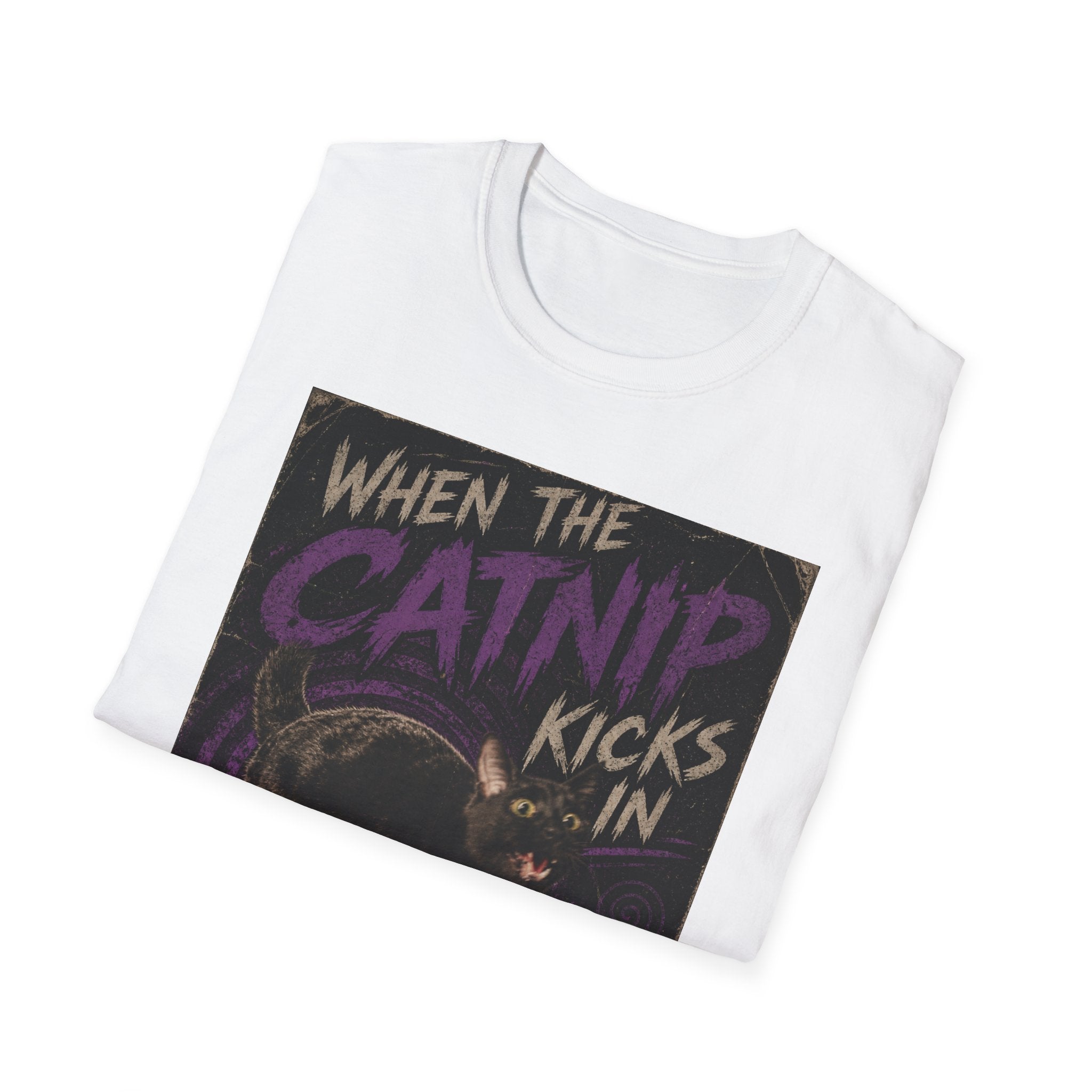 When the Catnip Kicks In T-Shirt | Black Cat Vintage Poster