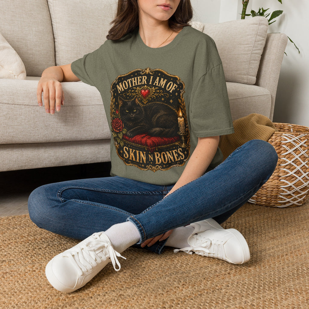 Mother I Am Of... Cat Skull Gothic T-Shirt | Black Cat, Rose, Candle