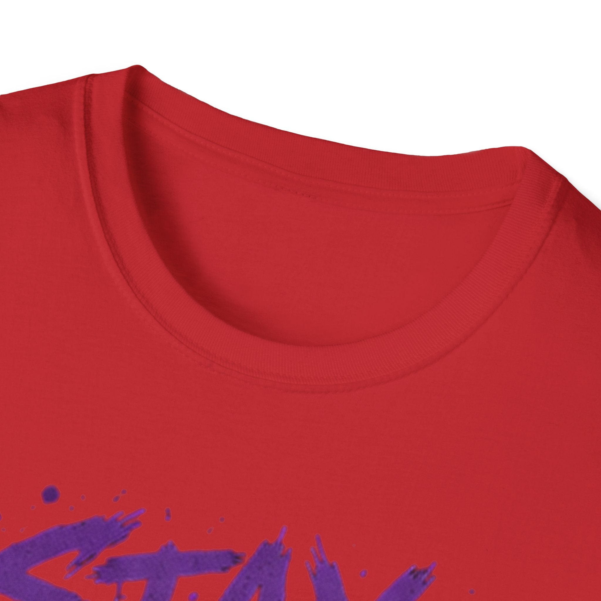 Stay Feral Cat Illustration T-Shirt | Black Cat, Purple Graffiti Text