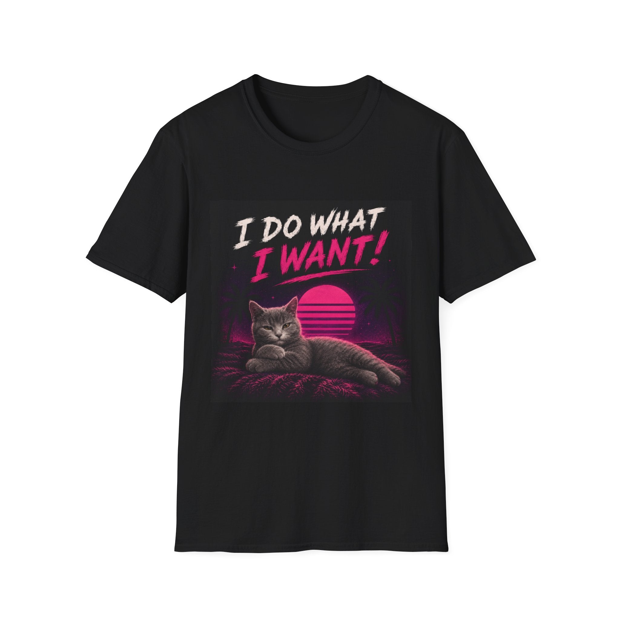 I Do What I Want Retro Cat T-Shirt | 80s Vaporwave Cat Tee