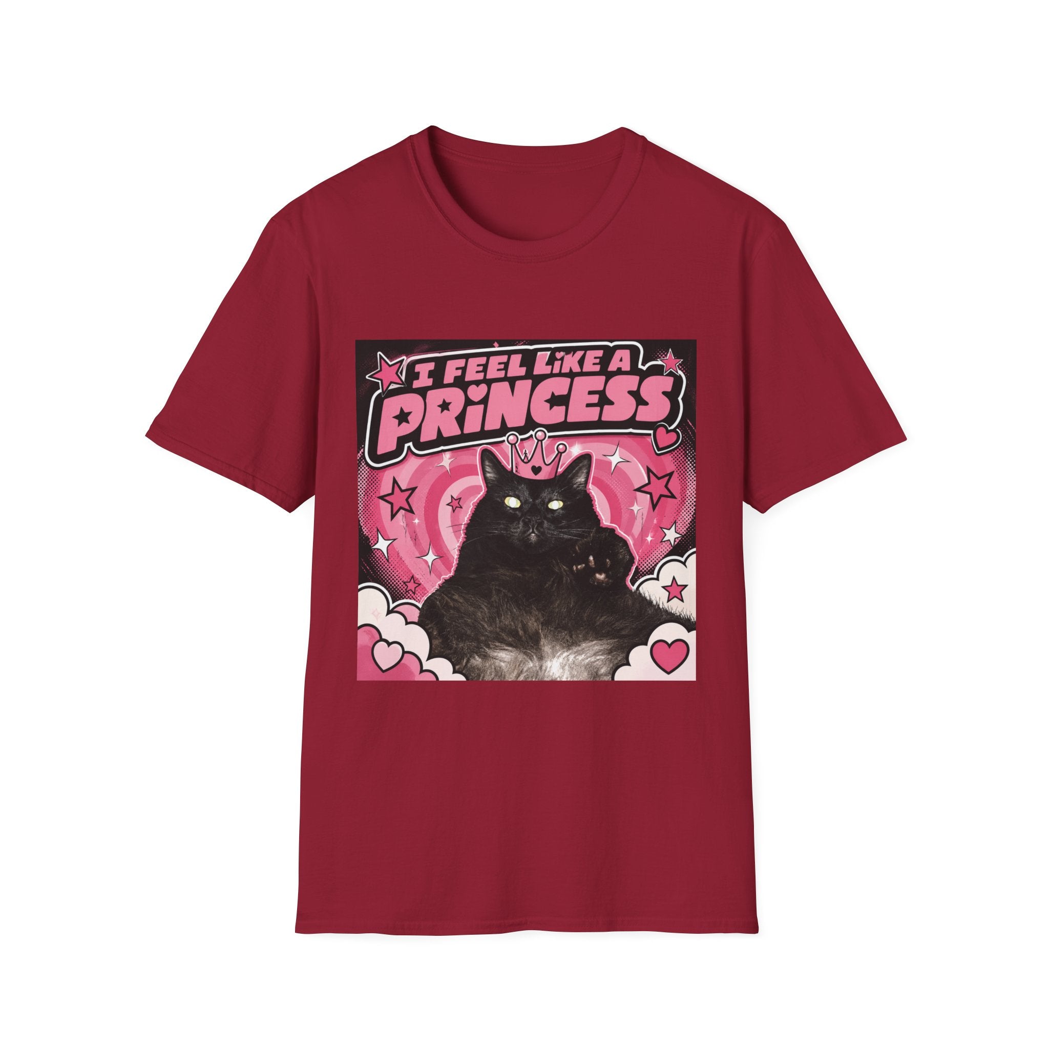 I Feel Like a Princess cat T-Shirt | Black Cat, Pink Retro Design