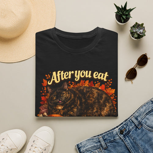After You Eat Turkey T-Shirt | Cat Thanksgiving Design, Fall Leaves