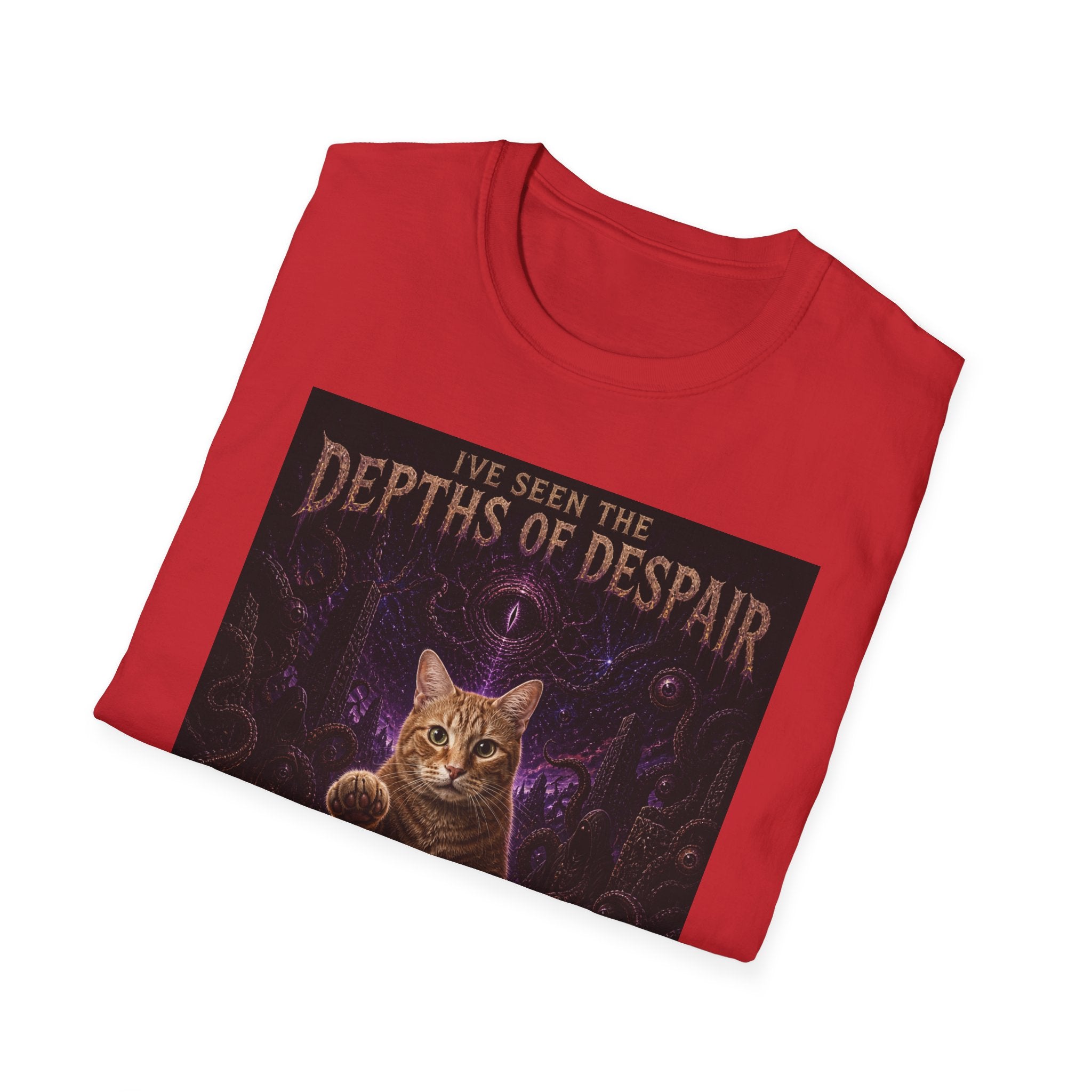 Depths of Despair Cat with Cheese, T-Shirt | Cat Illustration, Funny Quote