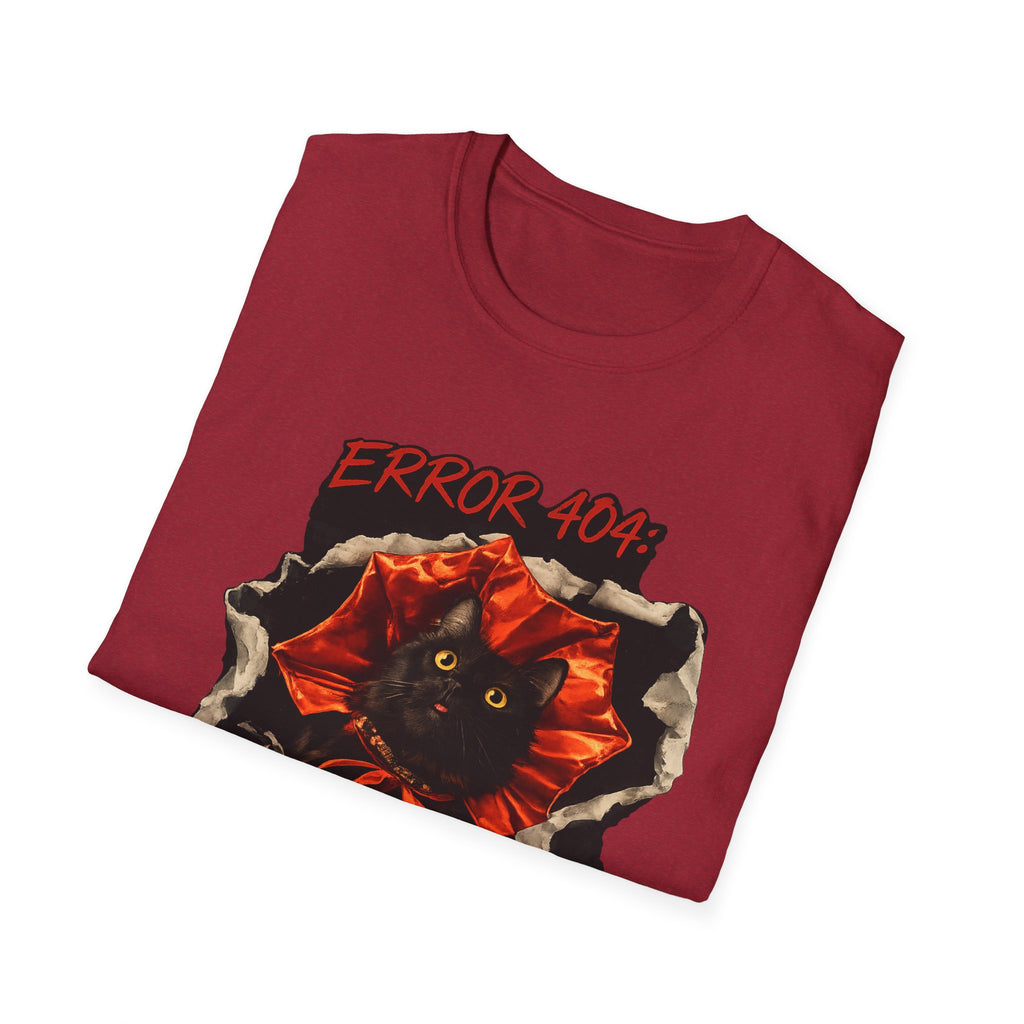 Error 404 Black Cat in Red Flower T-Shirt | Social Battery Not Found