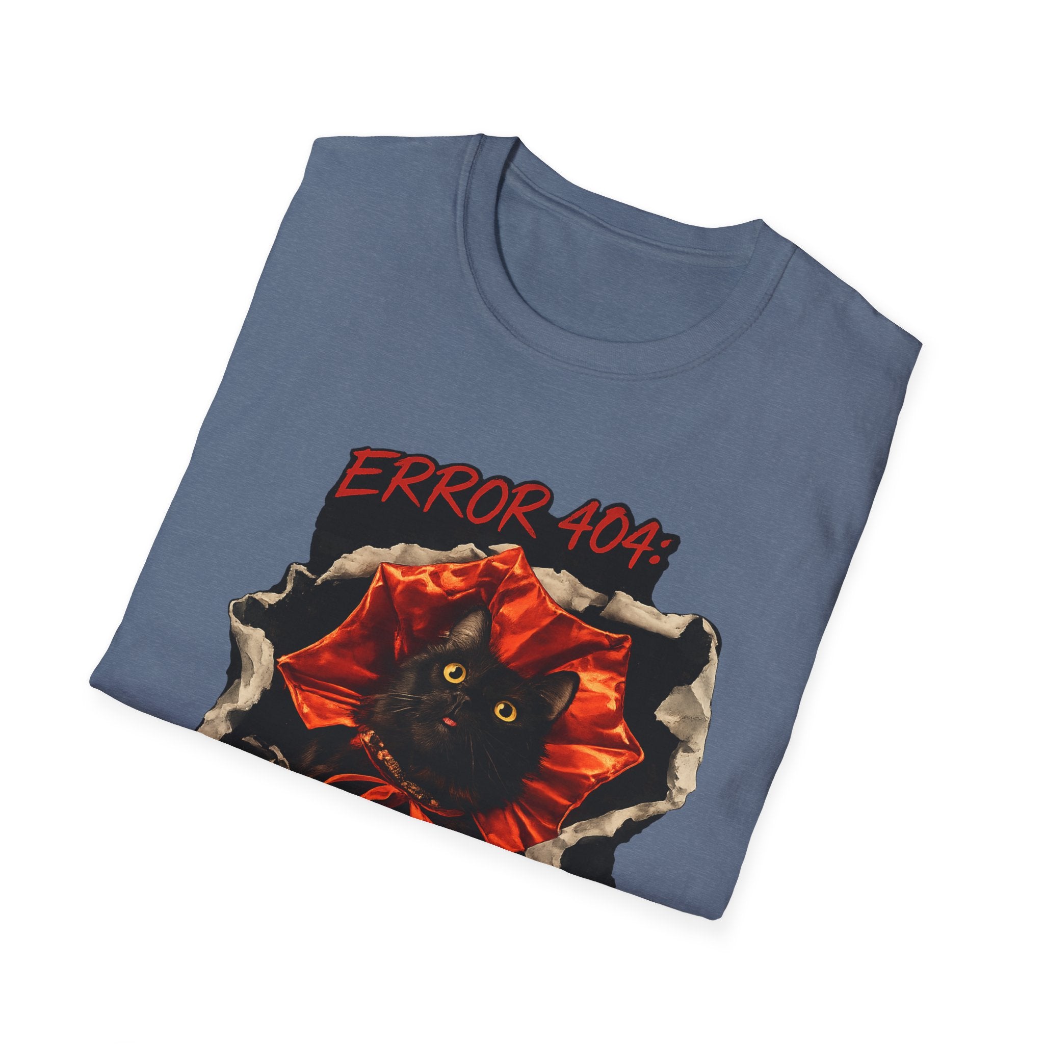 Error 404 Black Cat in Red Flower T-Shirt | Social Battery Not Found