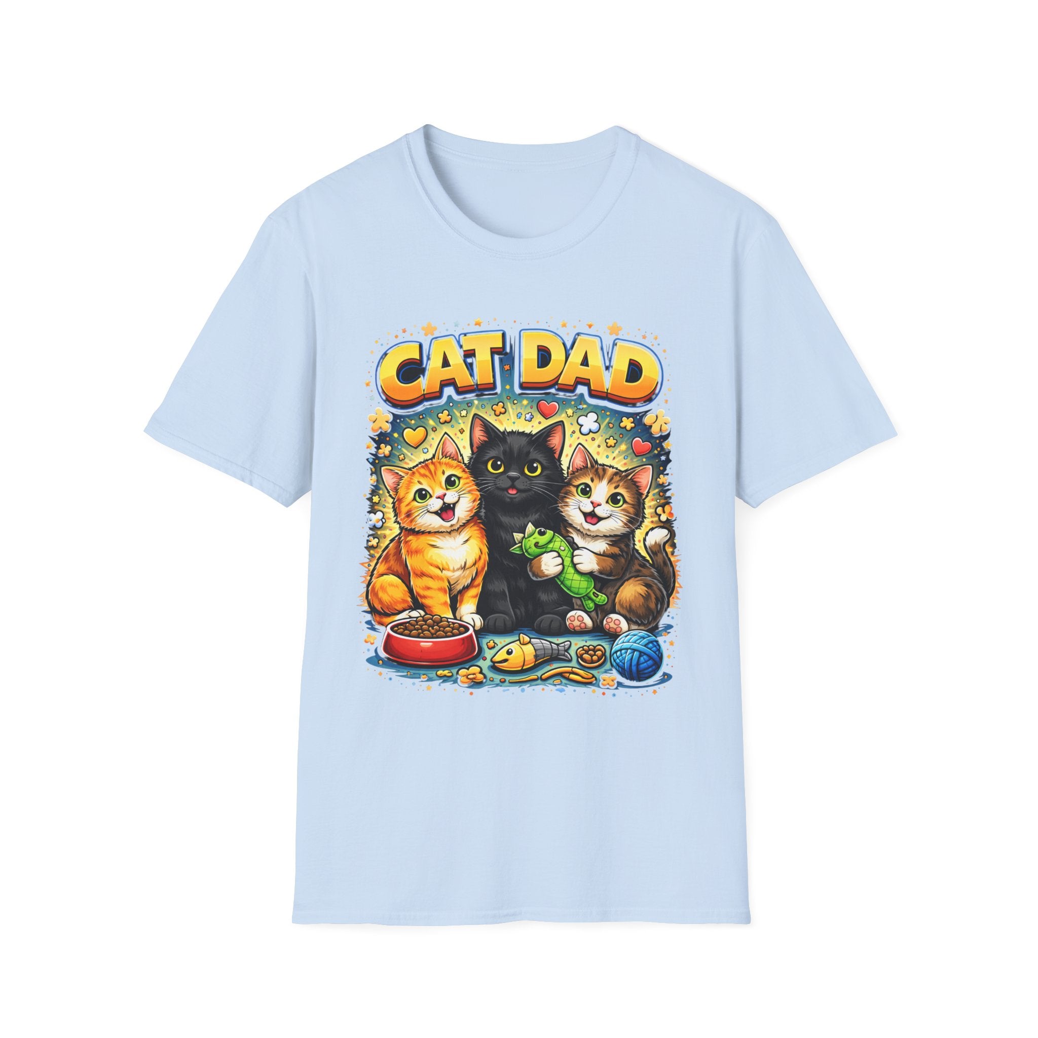 Cat Dad graphic T-Shirt | Cute kittens, colorful illustration, pet lover tee