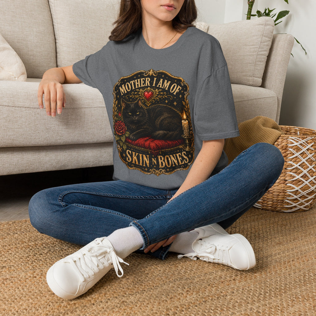 Mother I Am Of... Cat Skull Gothic T-Shirt | Black Cat, Rose, Candle