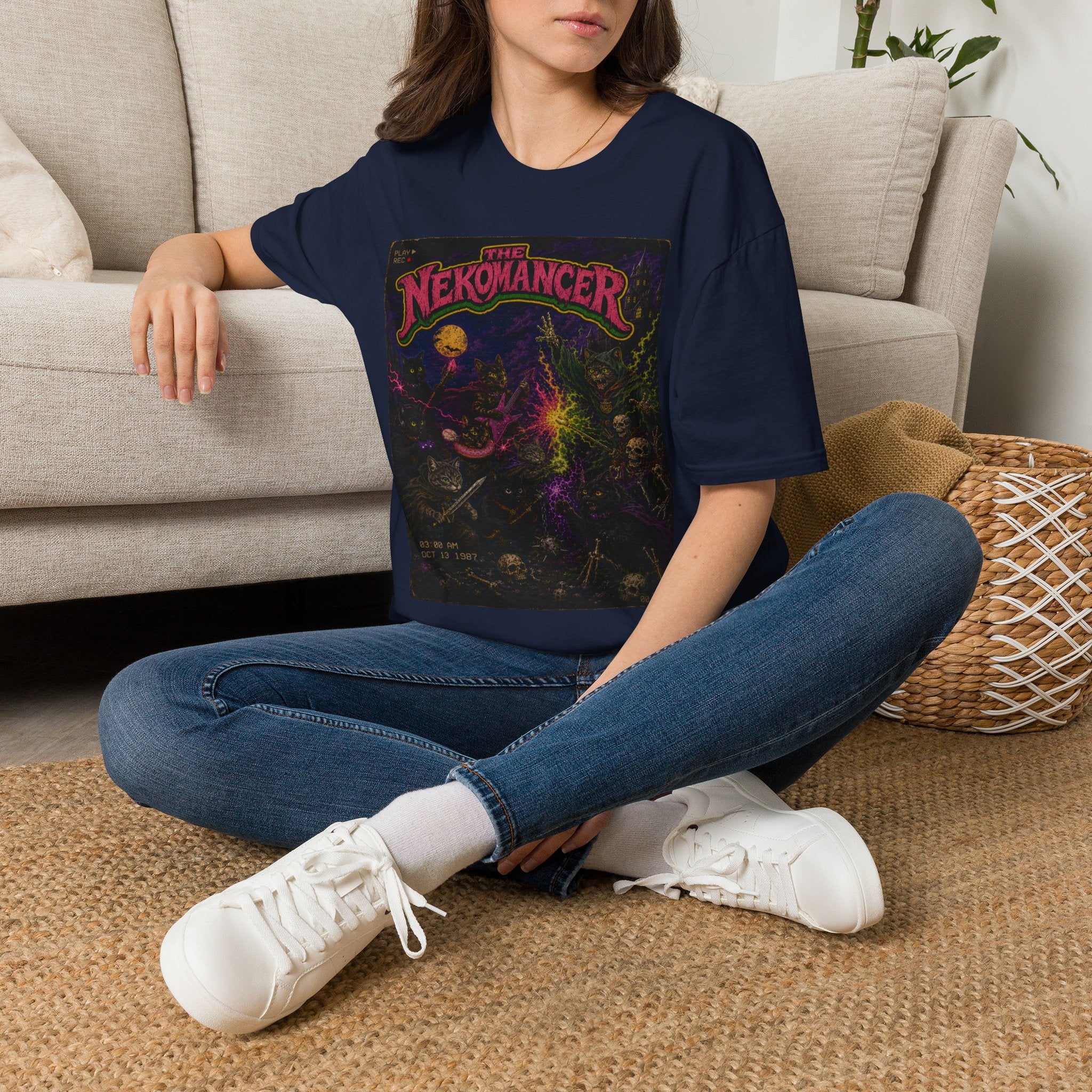 The Nekomancer T-Shirt | Cat Mage Spellbook Illustration