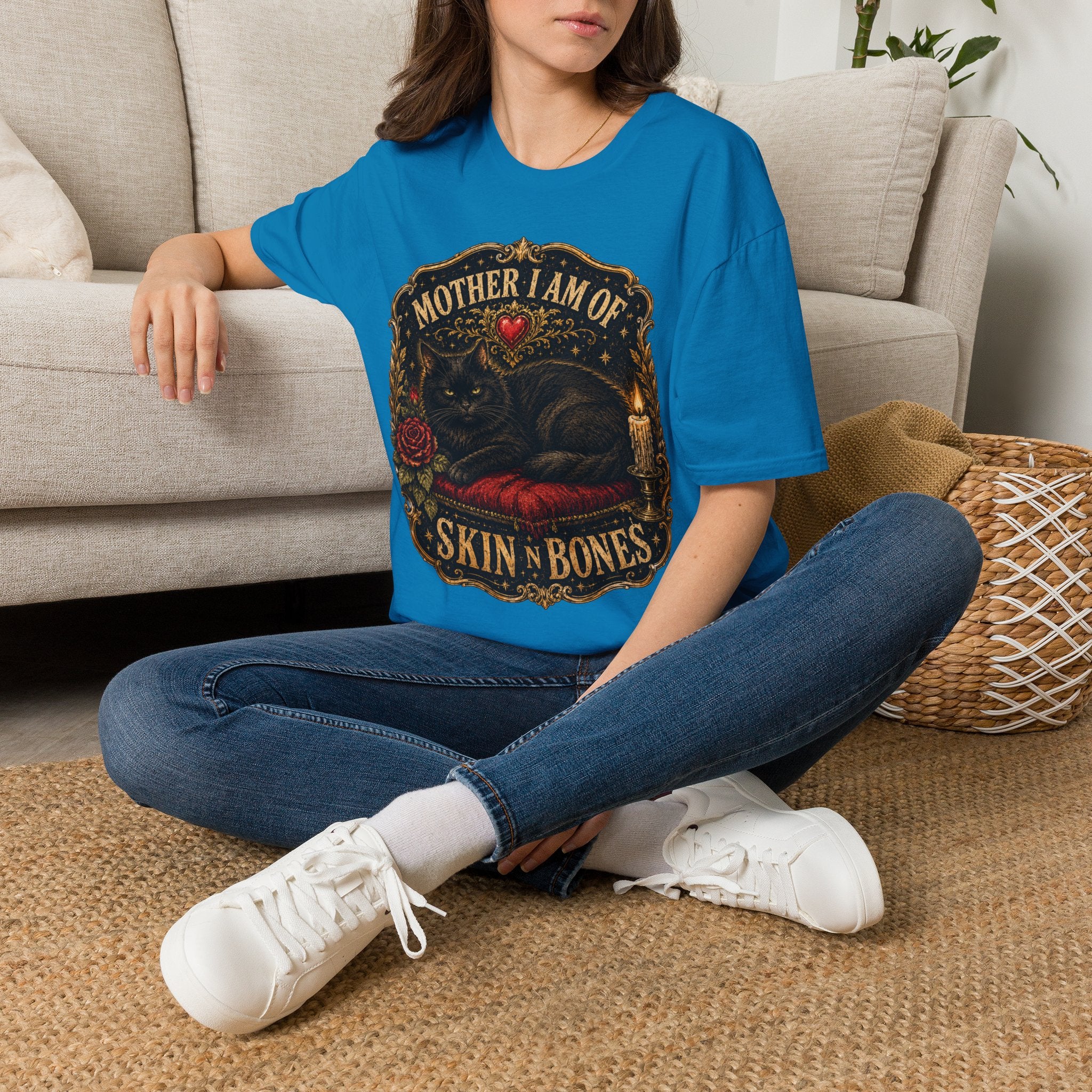 Mother I Am Of... Cat Skull Gothic T-Shirt | Black Cat, Rose, Candle