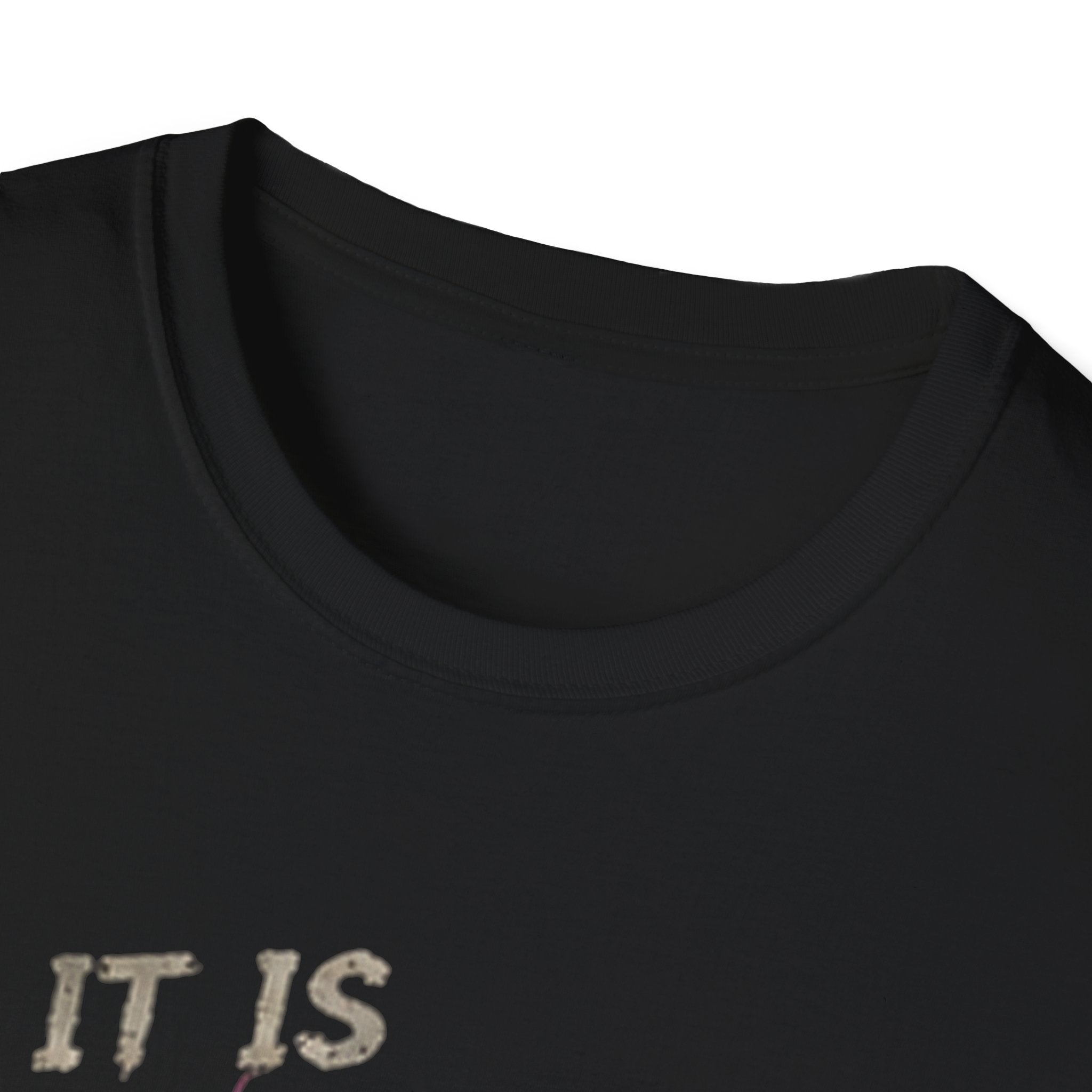 Grinning Black Cat with Purple Drip Smiley T-Shirt | It Is What It Is