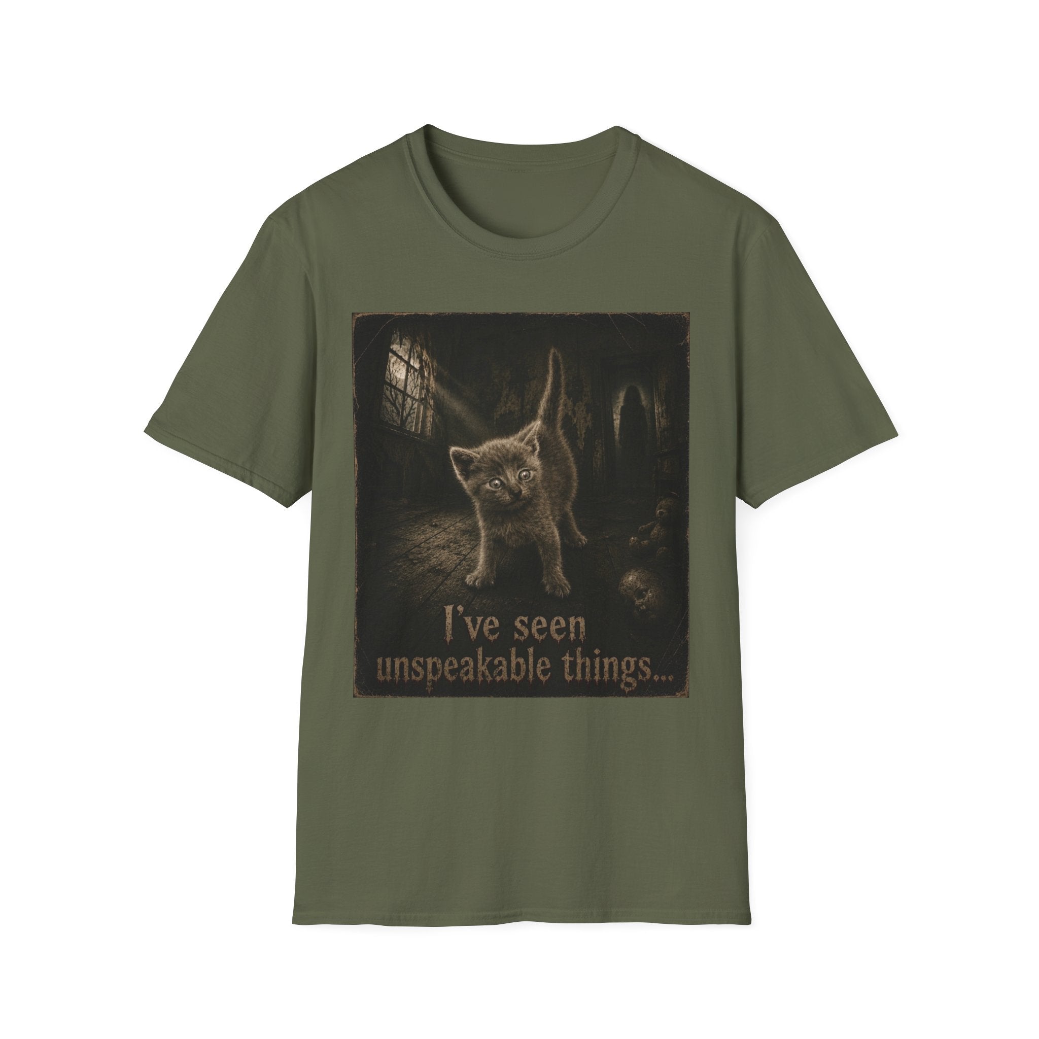 Gray Spooky Cat T-Shirt | Halloween Cat Shirt