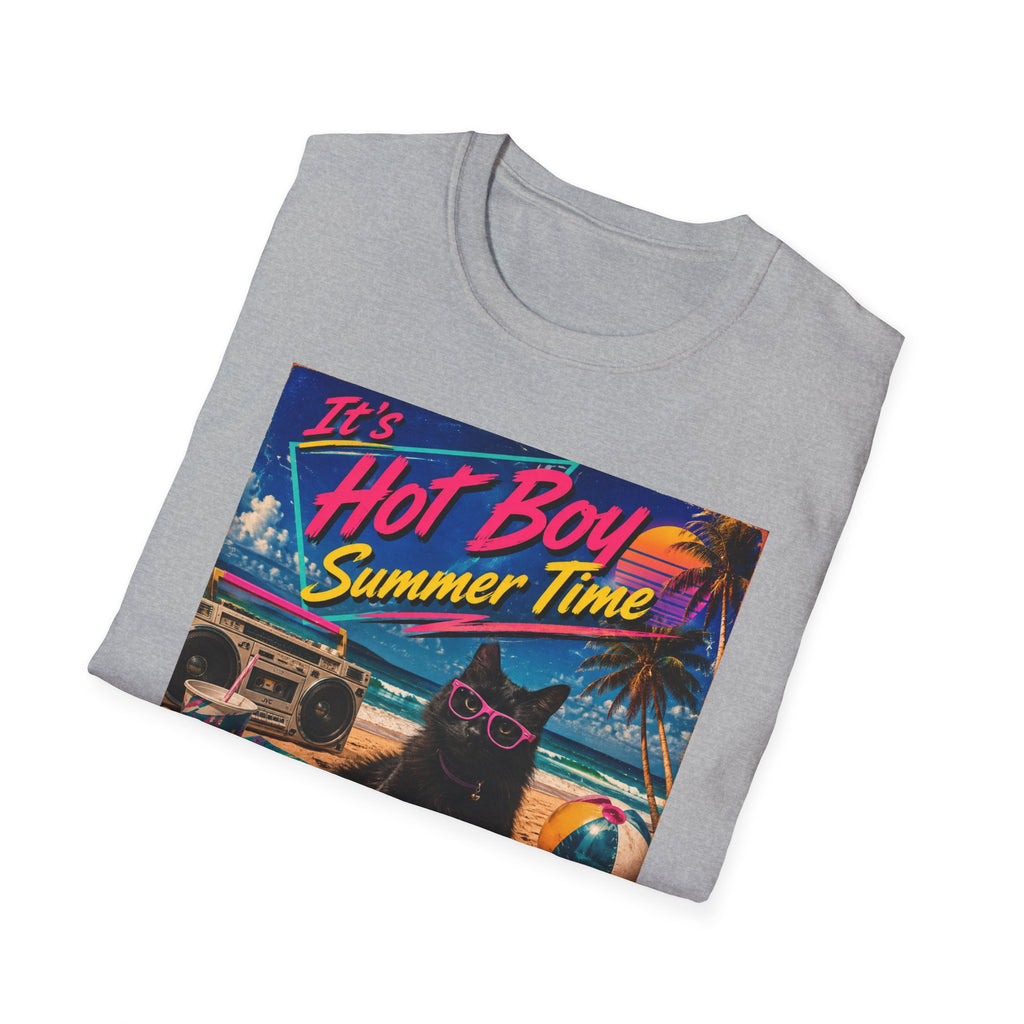 Hot Boy Summer Time cat graphic T-Shirt | retro beach vaporwave