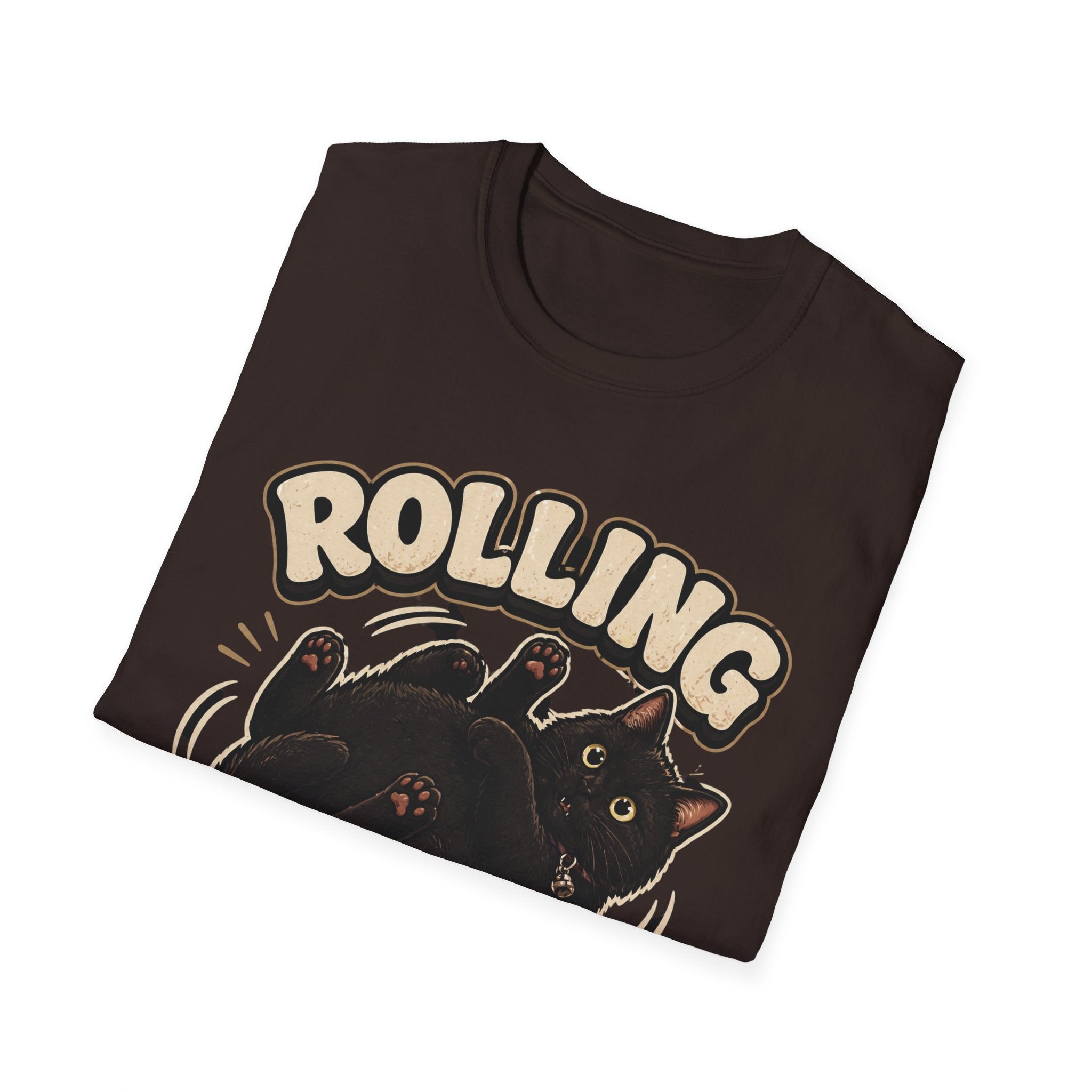 Rolling Fatties cat tee | Cute chubby black cat illustration T-Shirt