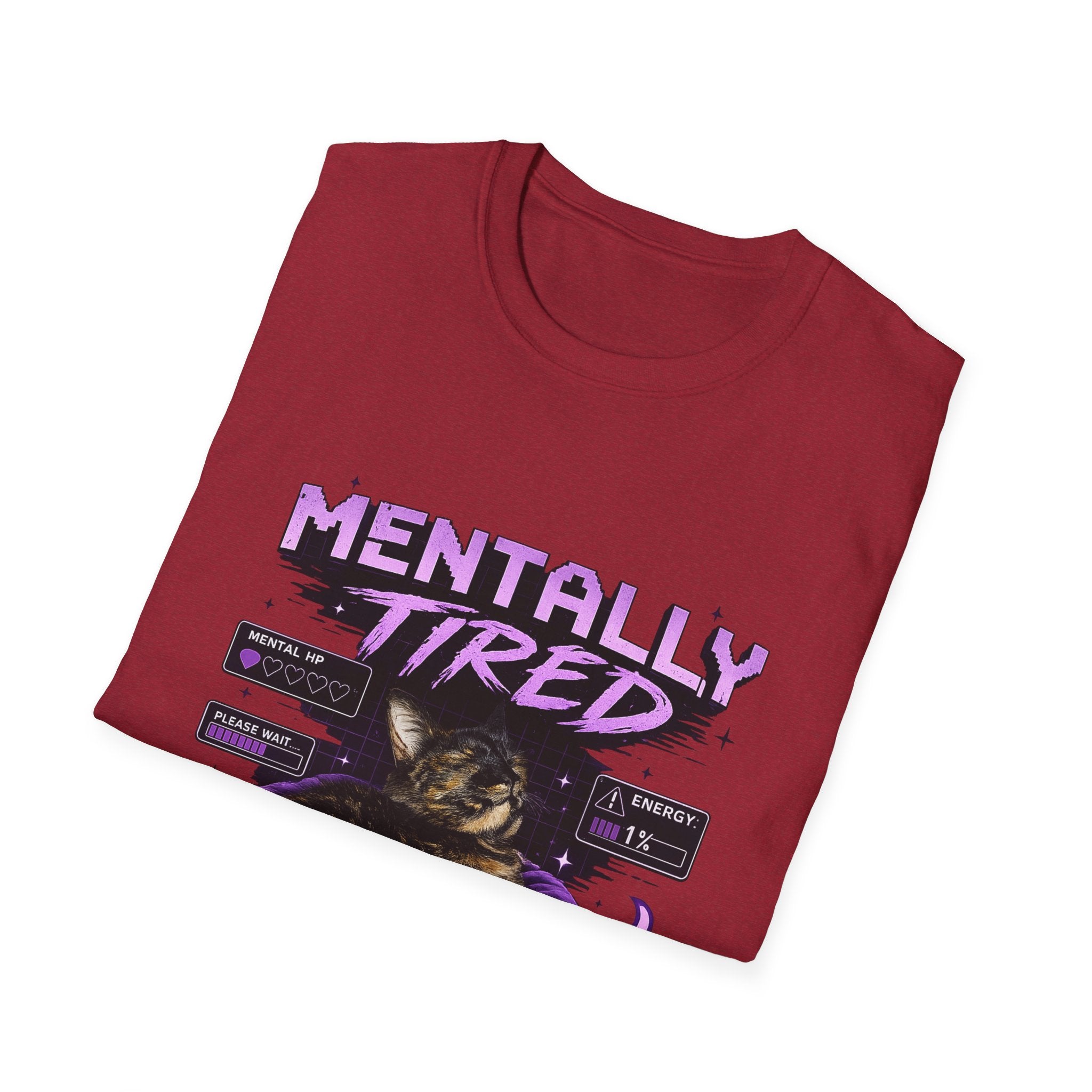 Mentally Tired Tortie Cat retro vaporwave T-Shirt | Vaporwave Cat Tee