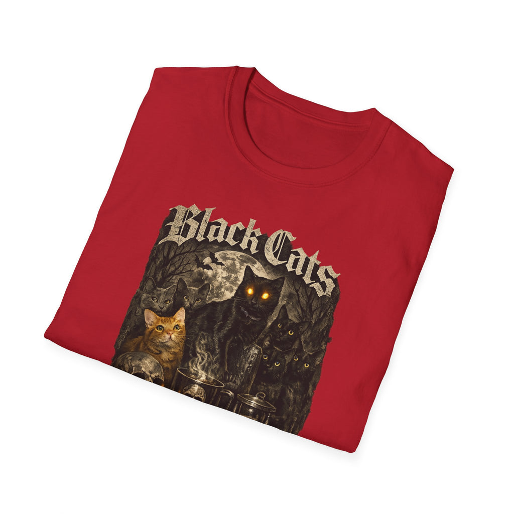 Black Cats & Coffee T-Shirt | Vintage Gothic Cat Illustration, Coffee Lover