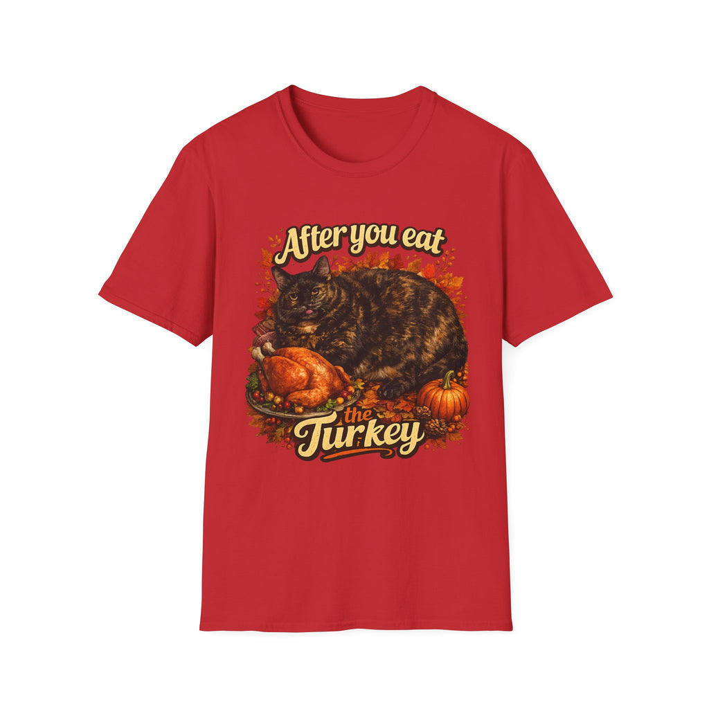 After You Eat Turkey T-Shirt | Cat Thanksgiving Design, Fall Leaves