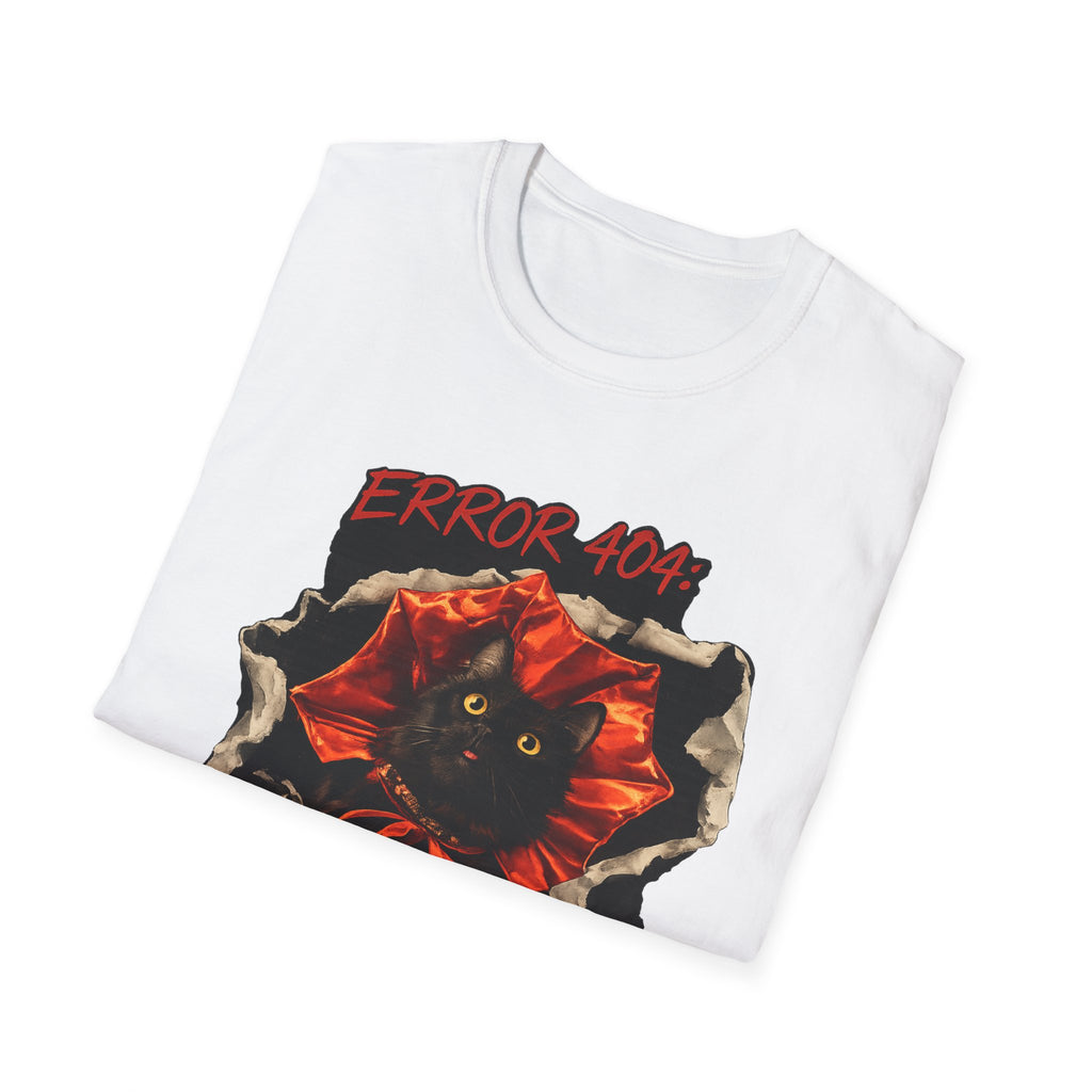 Error 404 Black Cat in Red Flower T-Shirt | Social Battery Not Found