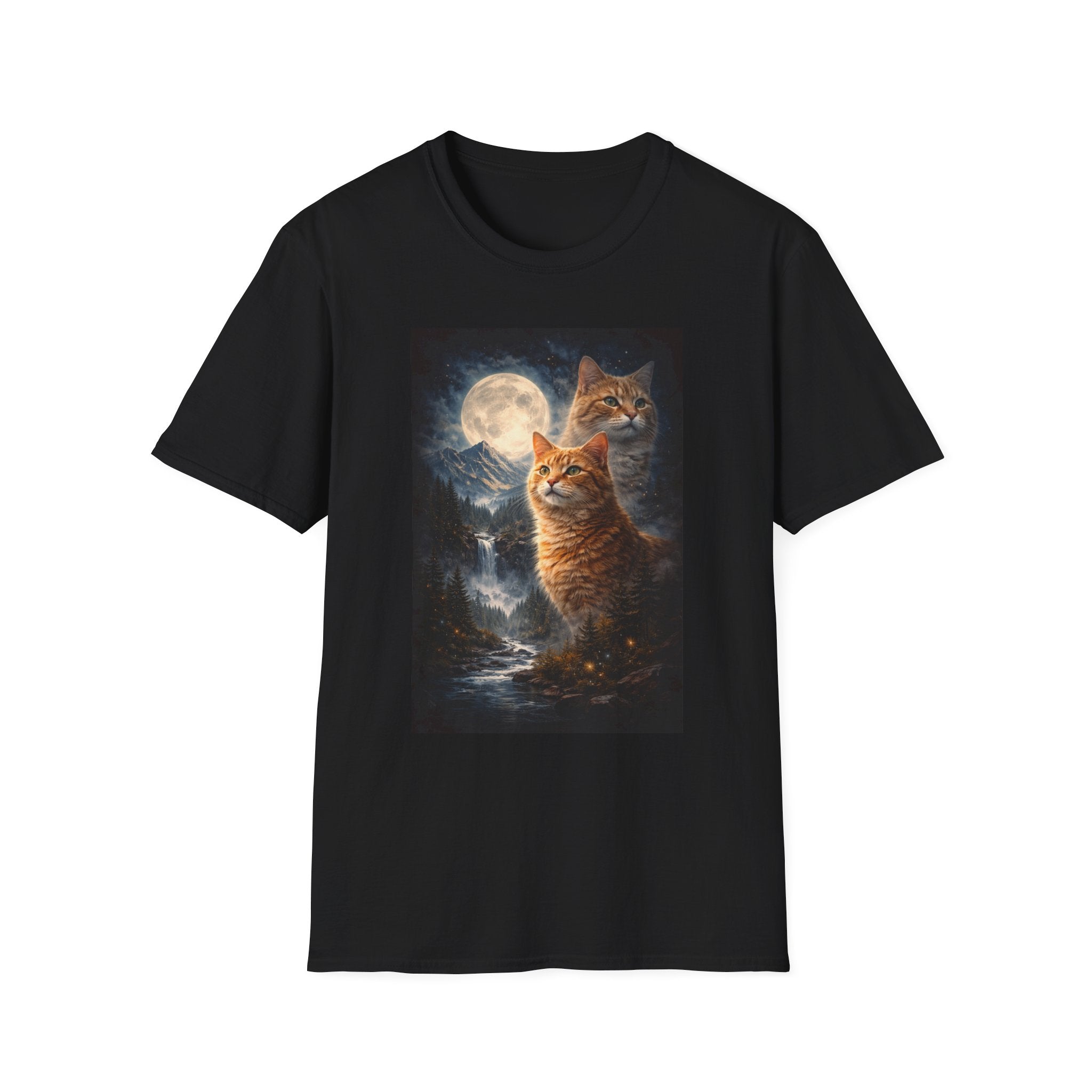 Mystic Moon Cats T-Shirt | Ginger Cats, Mountain Night Scene