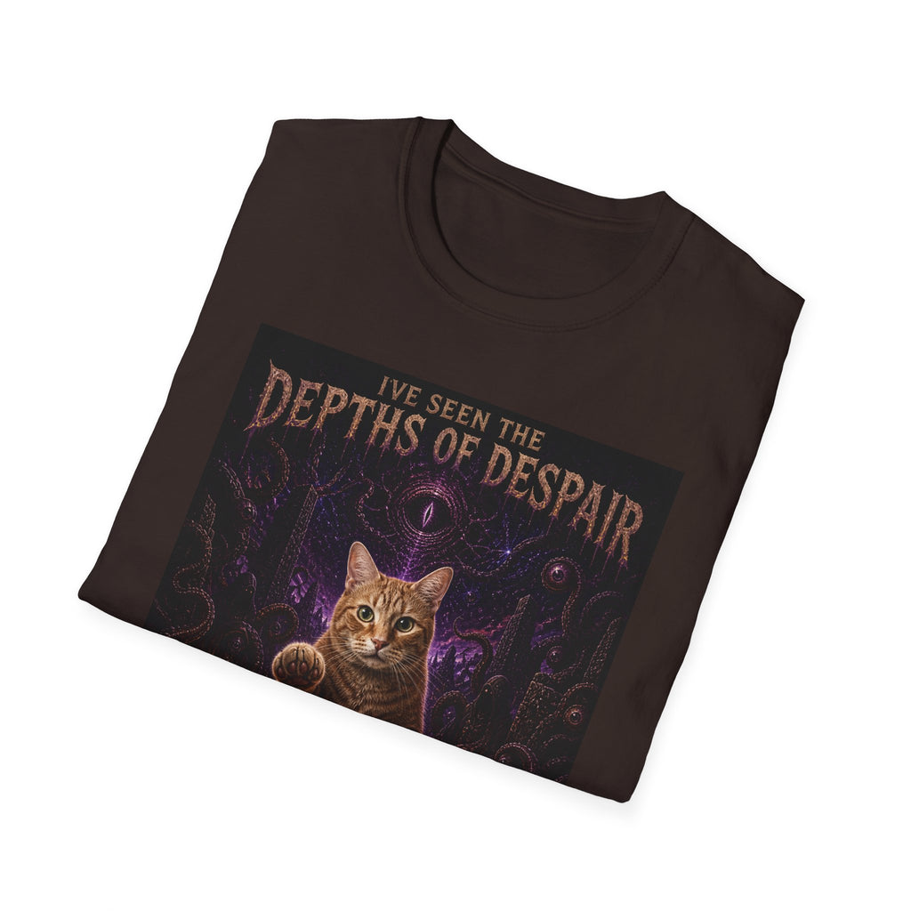 Depths of Despair Cat with Cheese, T-Shirt | Cat Illustration, Funny Quote