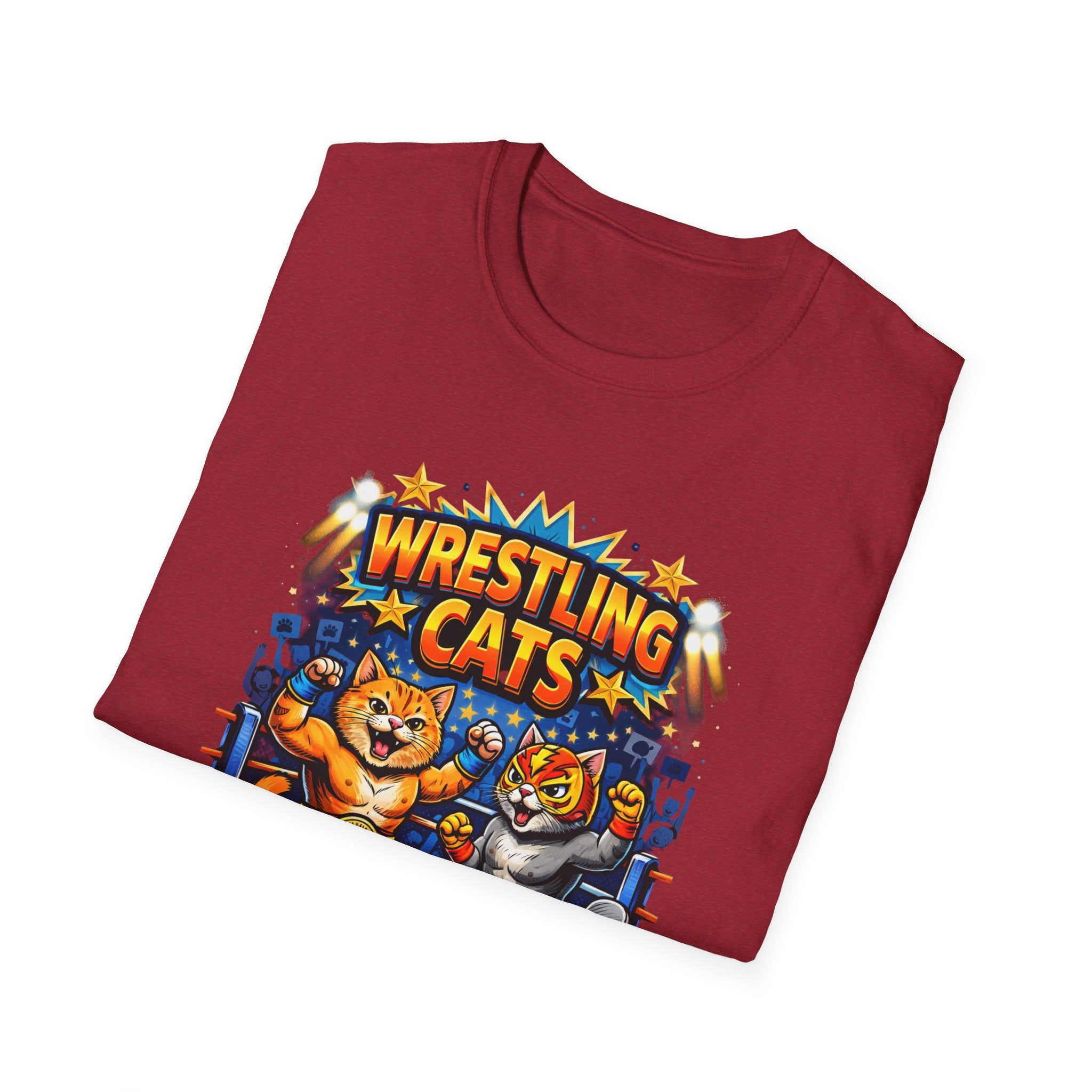 Wrestling Cats T-Shirt | Retro Cat Wrestlers Graphic Tee