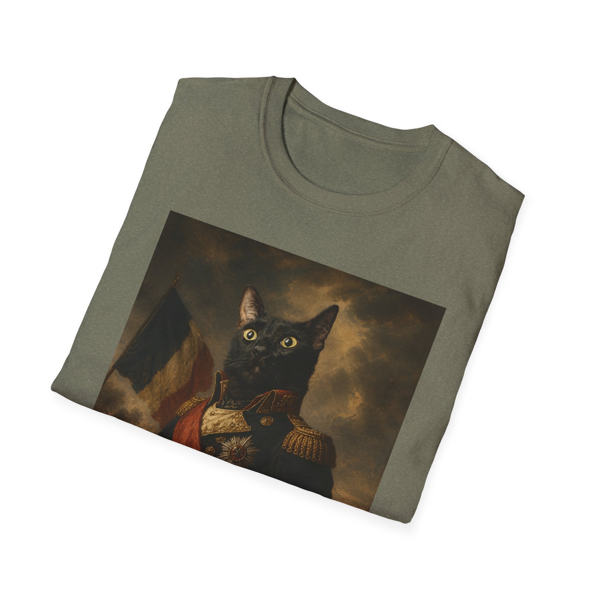 Regal Black Cat General T-Shirt | Vintage Portrait, Military Uniform