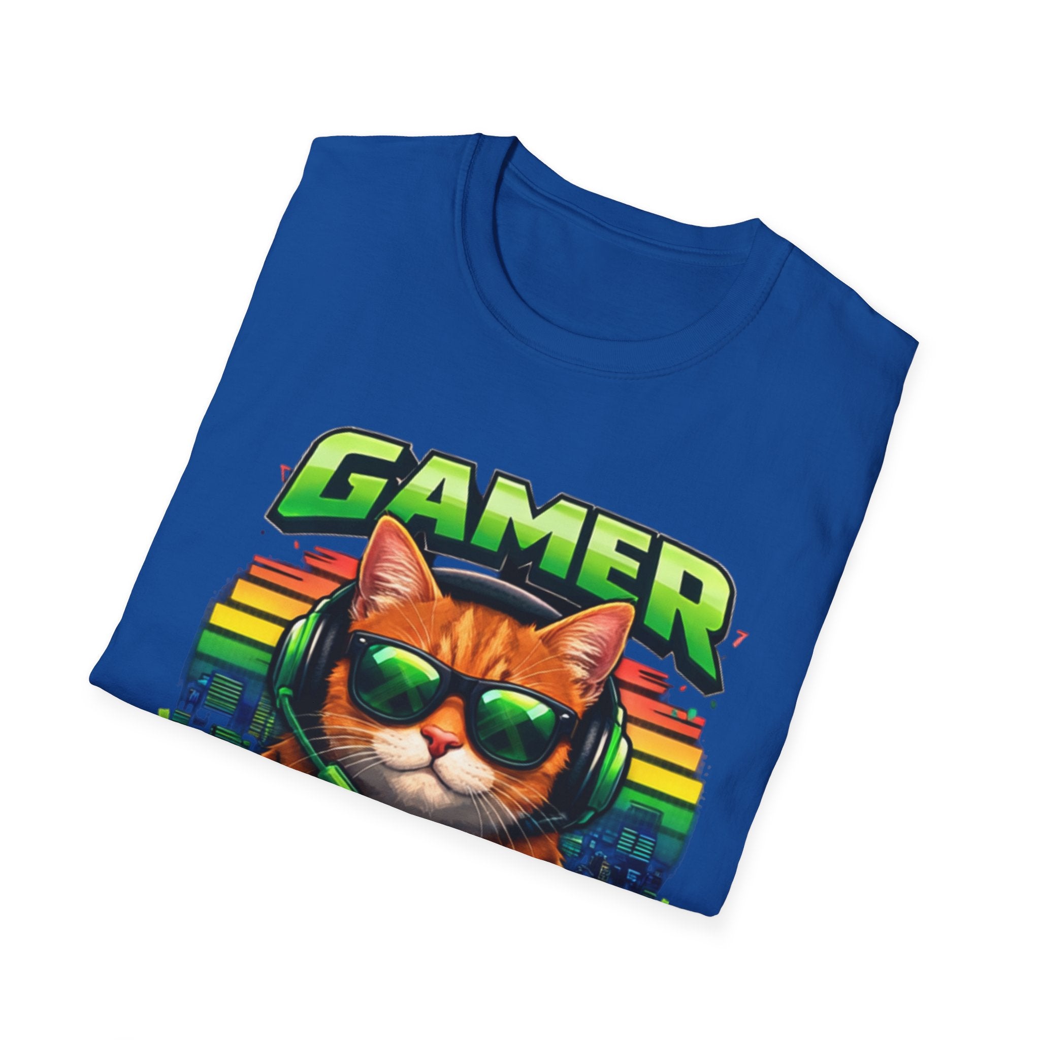 Gamer Cat with Controller T-Shirt | Eat Sleep Game Repeat