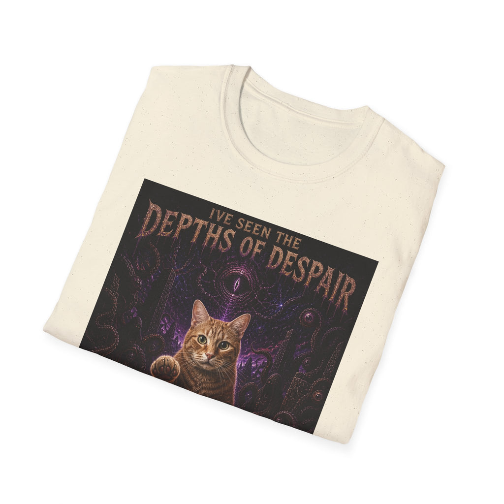 Depths of Despair Cat with Cheese, T-Shirt | Cat Illustration, Funny Quote