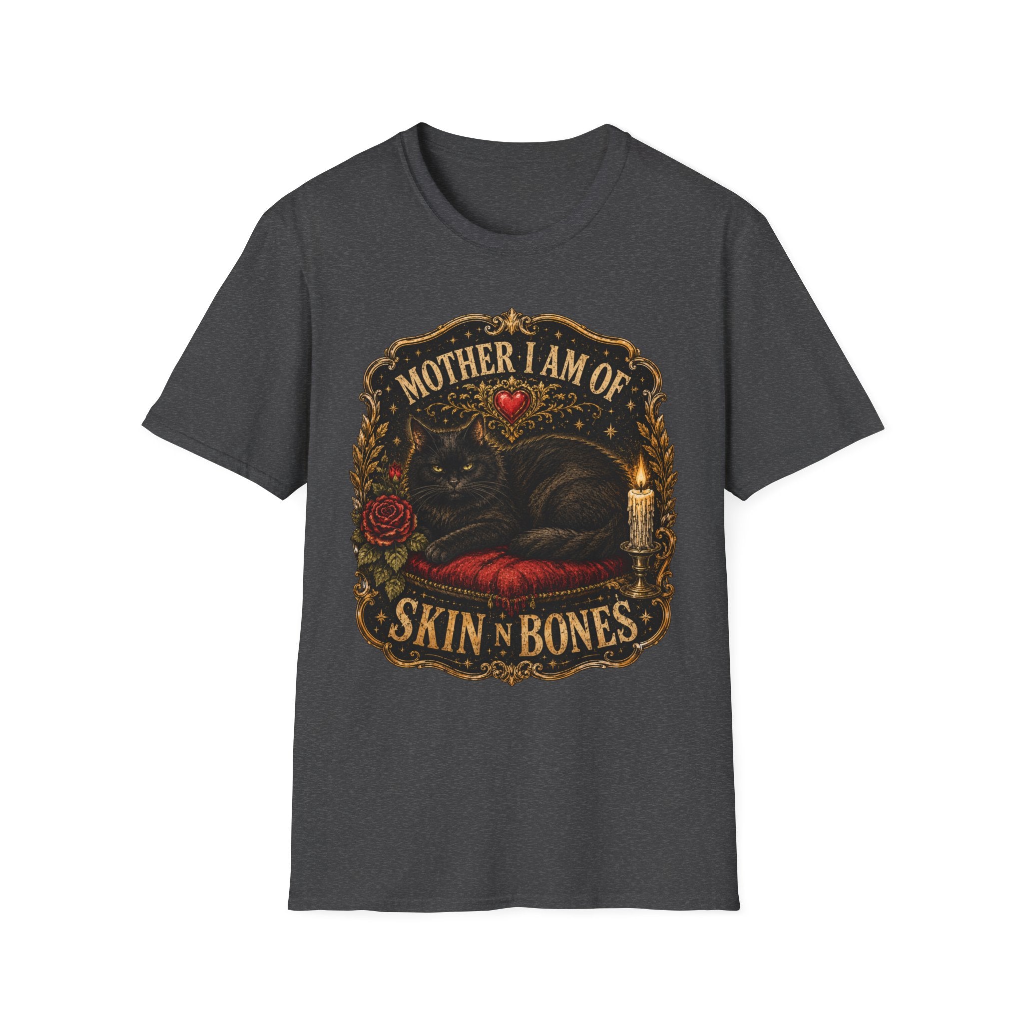 Mother I Am Of... Cat Skull Gothic T-Shirt | Black Cat, Rose, Candle