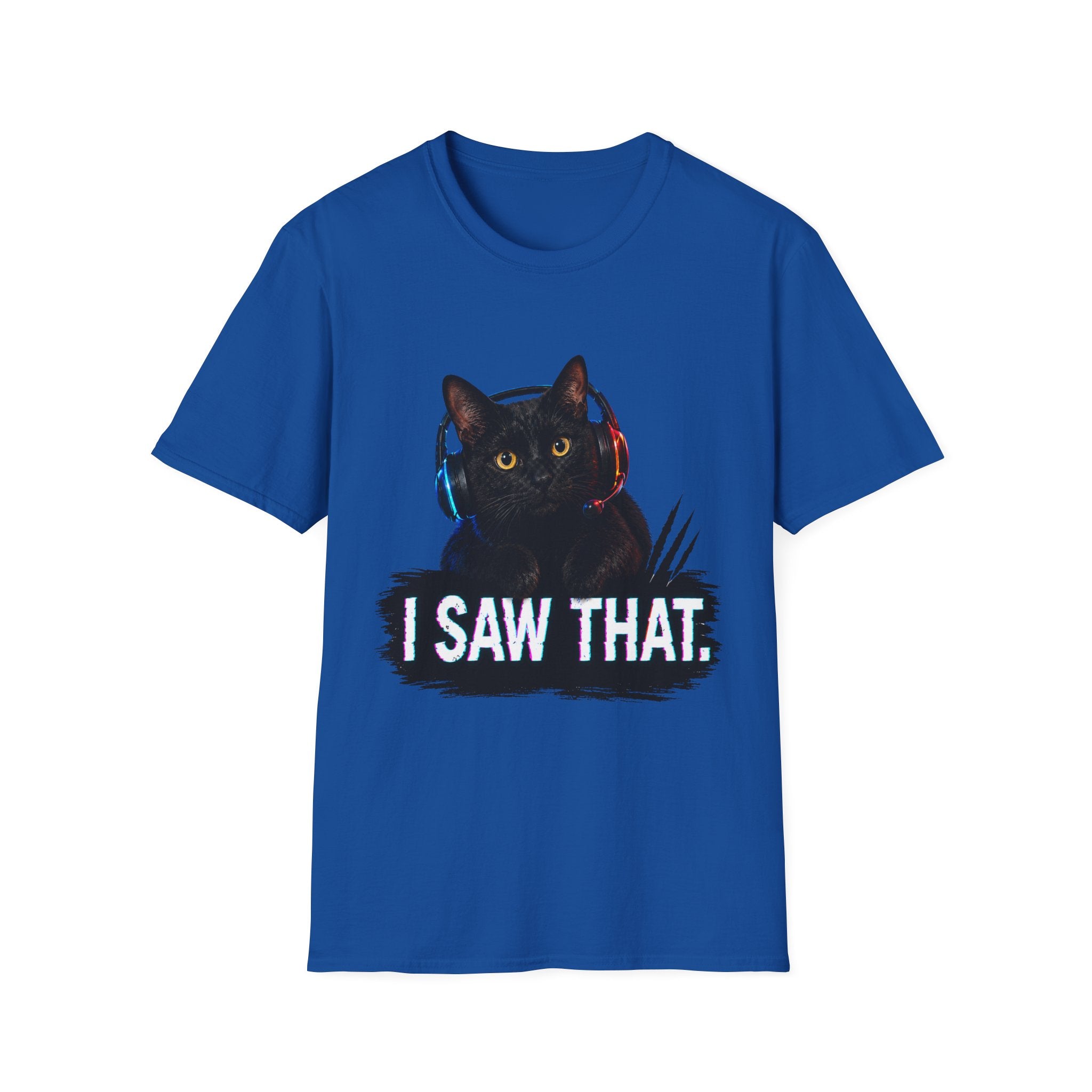 Black Cat with Headphones I Saw That T-Shirt | Funny Cat Tee