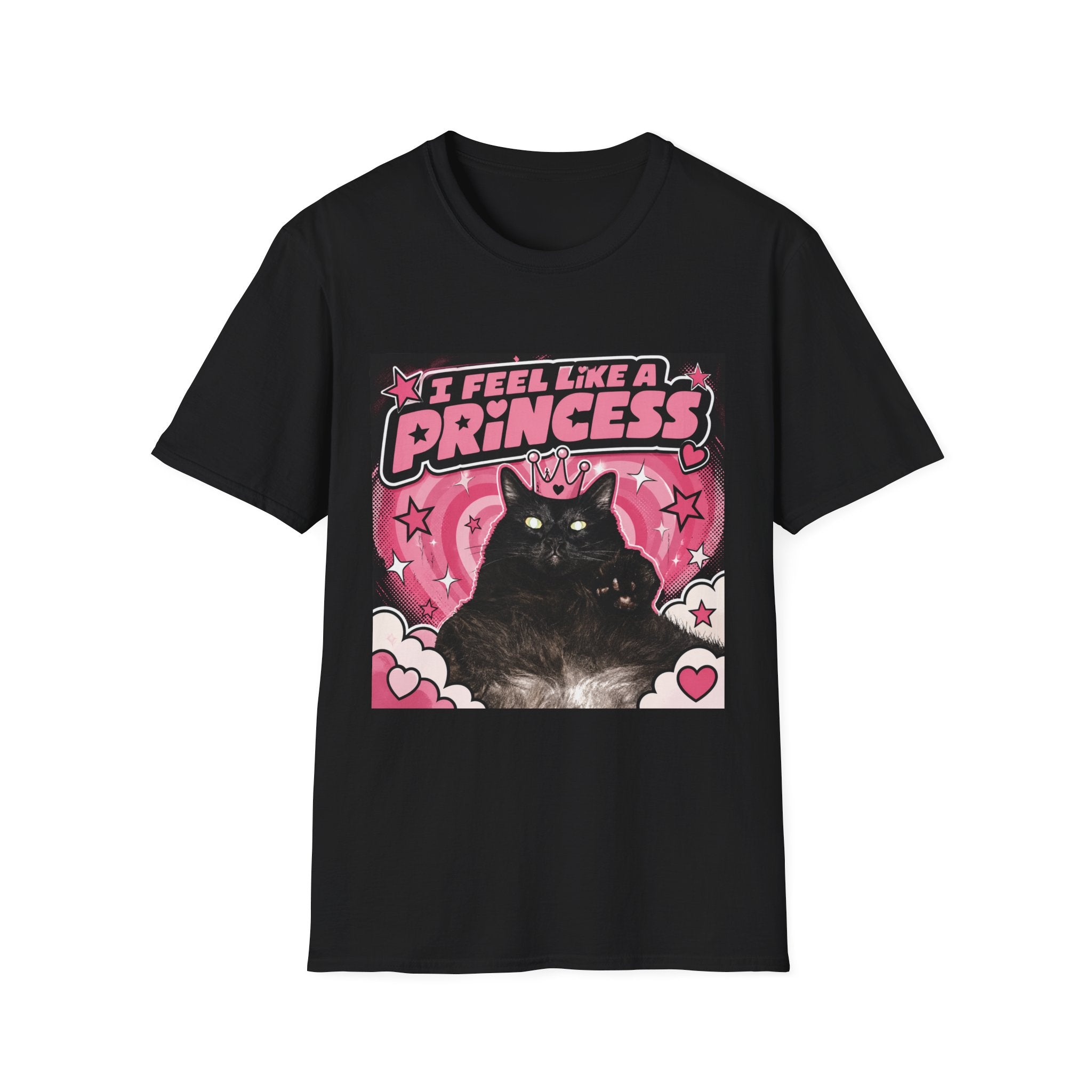 I Feel Like a Princess cat T-Shirt | Black Cat, Pink Retro Design