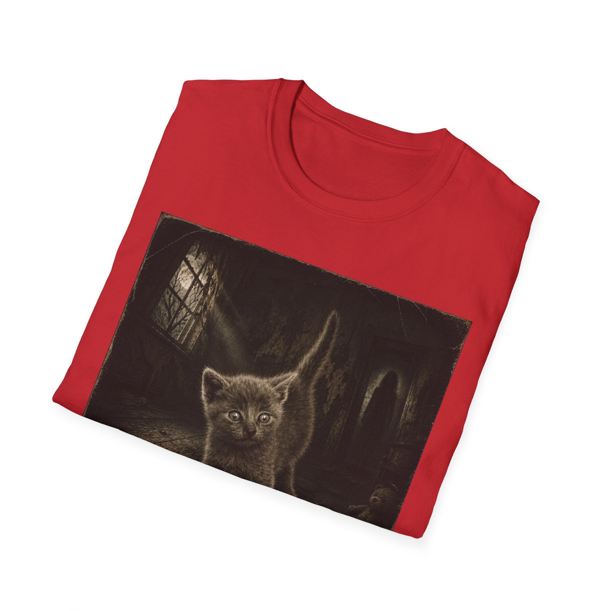 Gray Spooky Cat T-Shirt | Halloween Cat Shirt