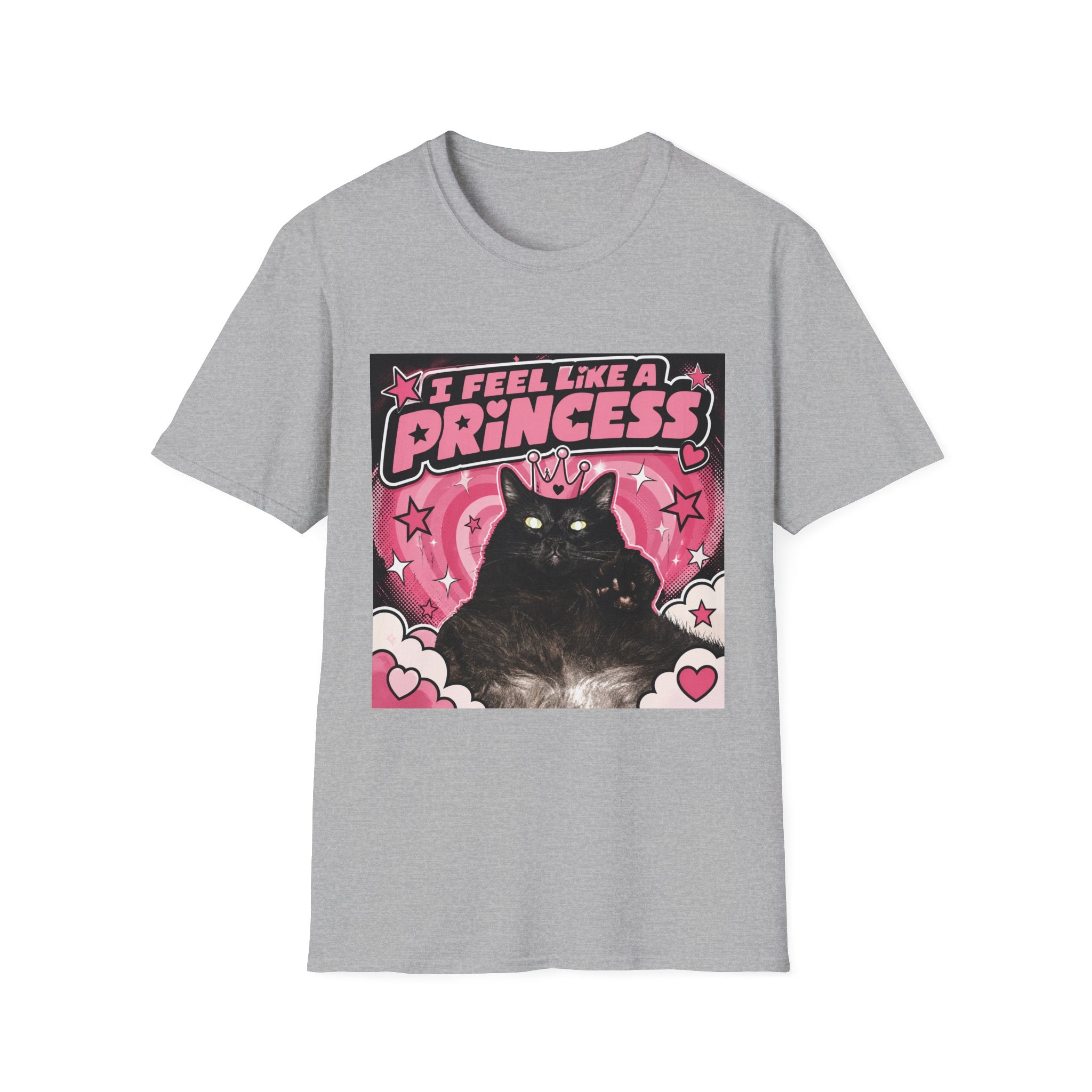 I Feel Like a Princess cat T-Shirt | Black Cat, Pink Retro Design