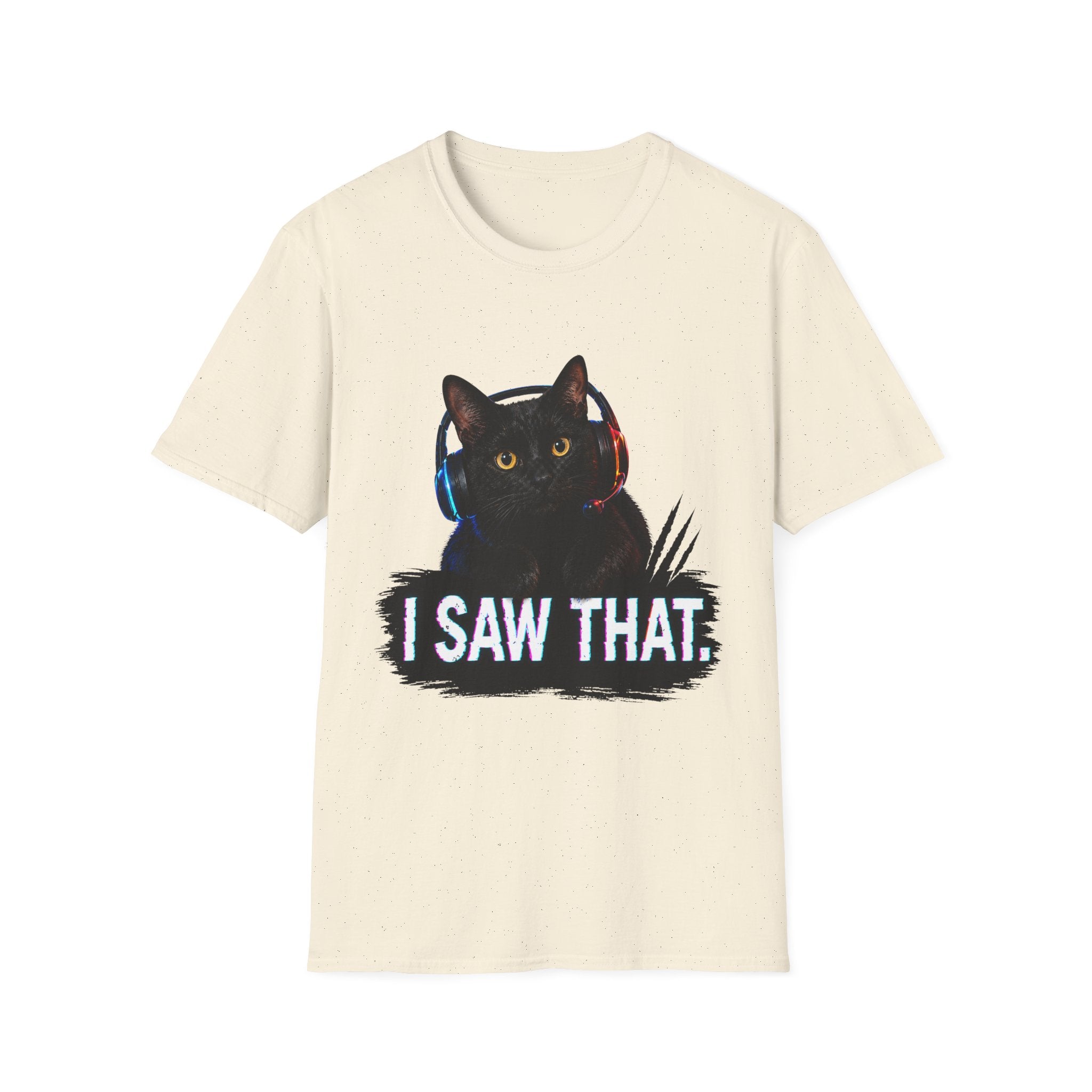 Black Cat with Headphones I Saw That T-Shirt | Funny Cat Tee