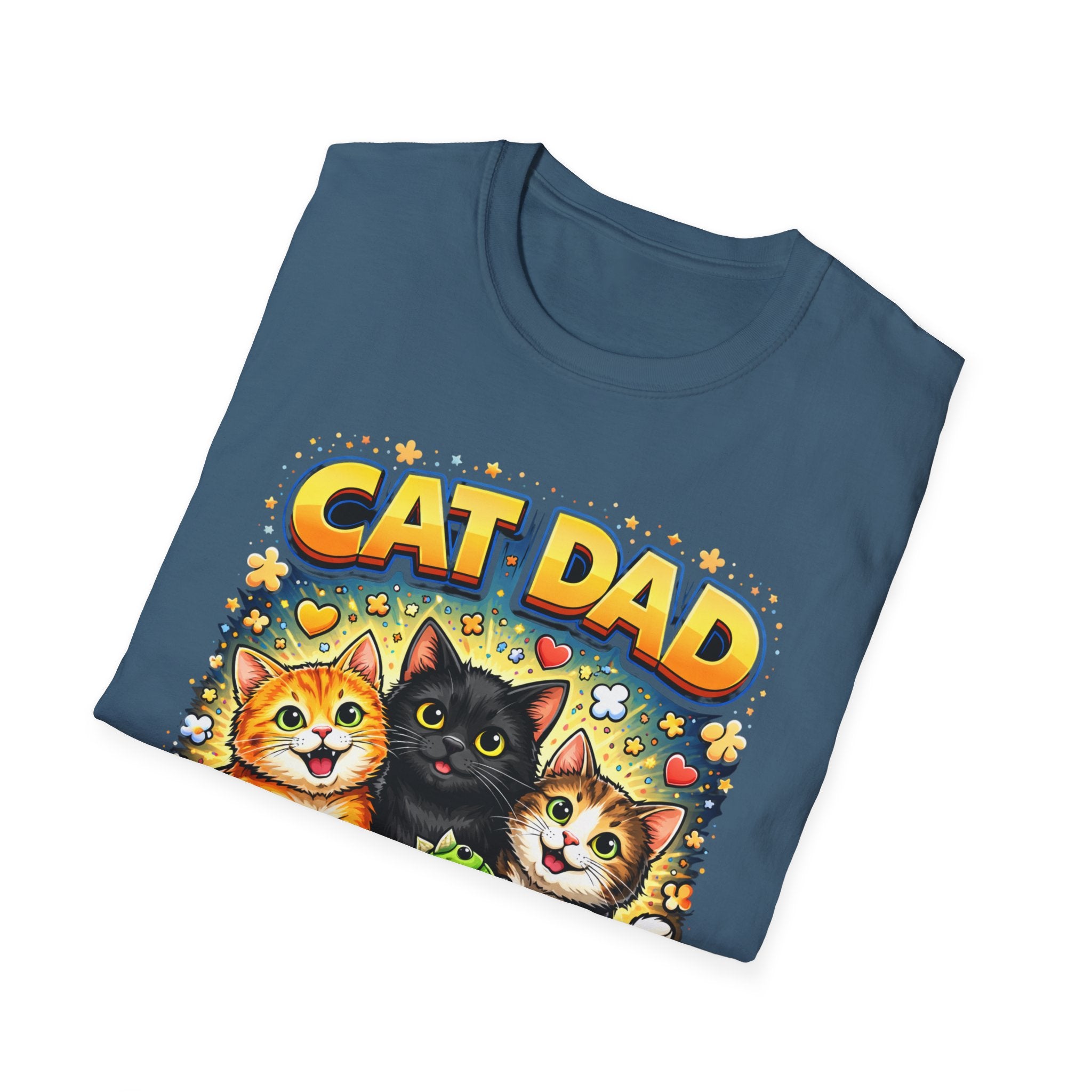 Cat Dad graphic T-Shirt | Cute kittens, colorful illustration, pet lover tee