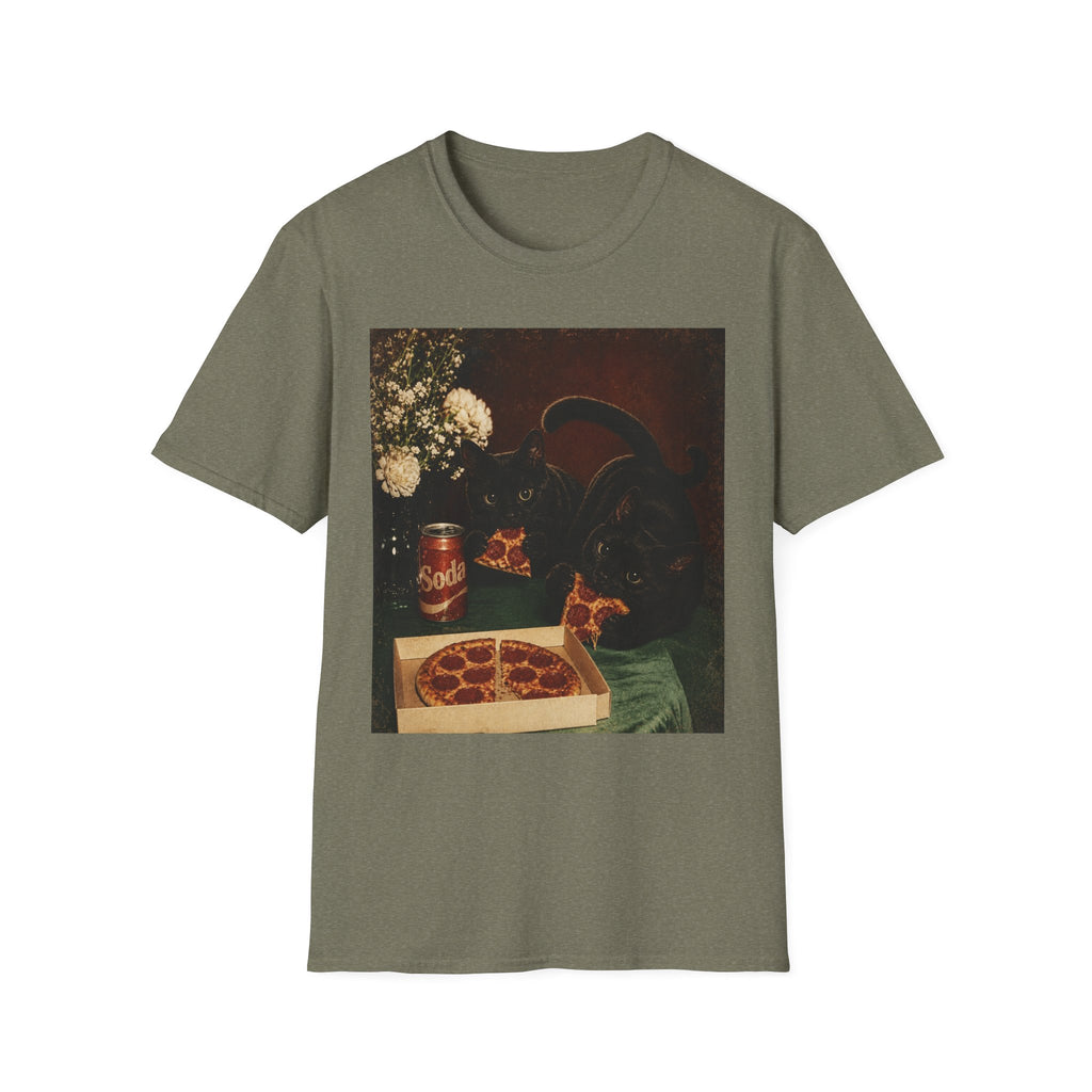 Black Cat Still Life T-Shirt | Vintage Floral, Candlelit Table