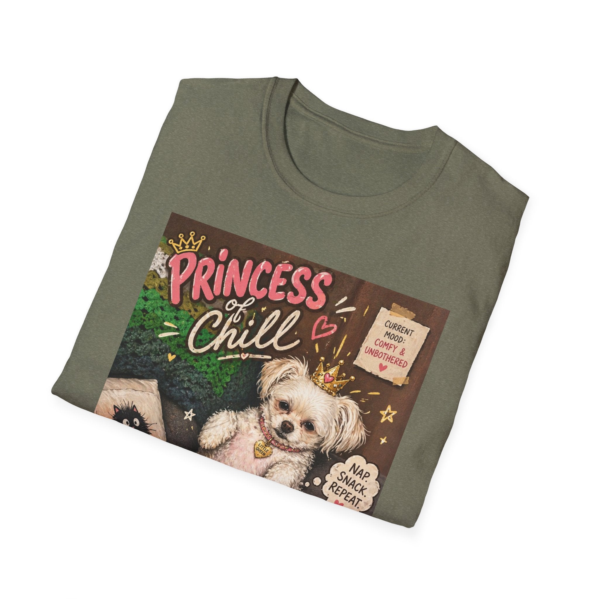 Princess and Chill Maltese Dog T-Shirt | Cute Dog Illustration