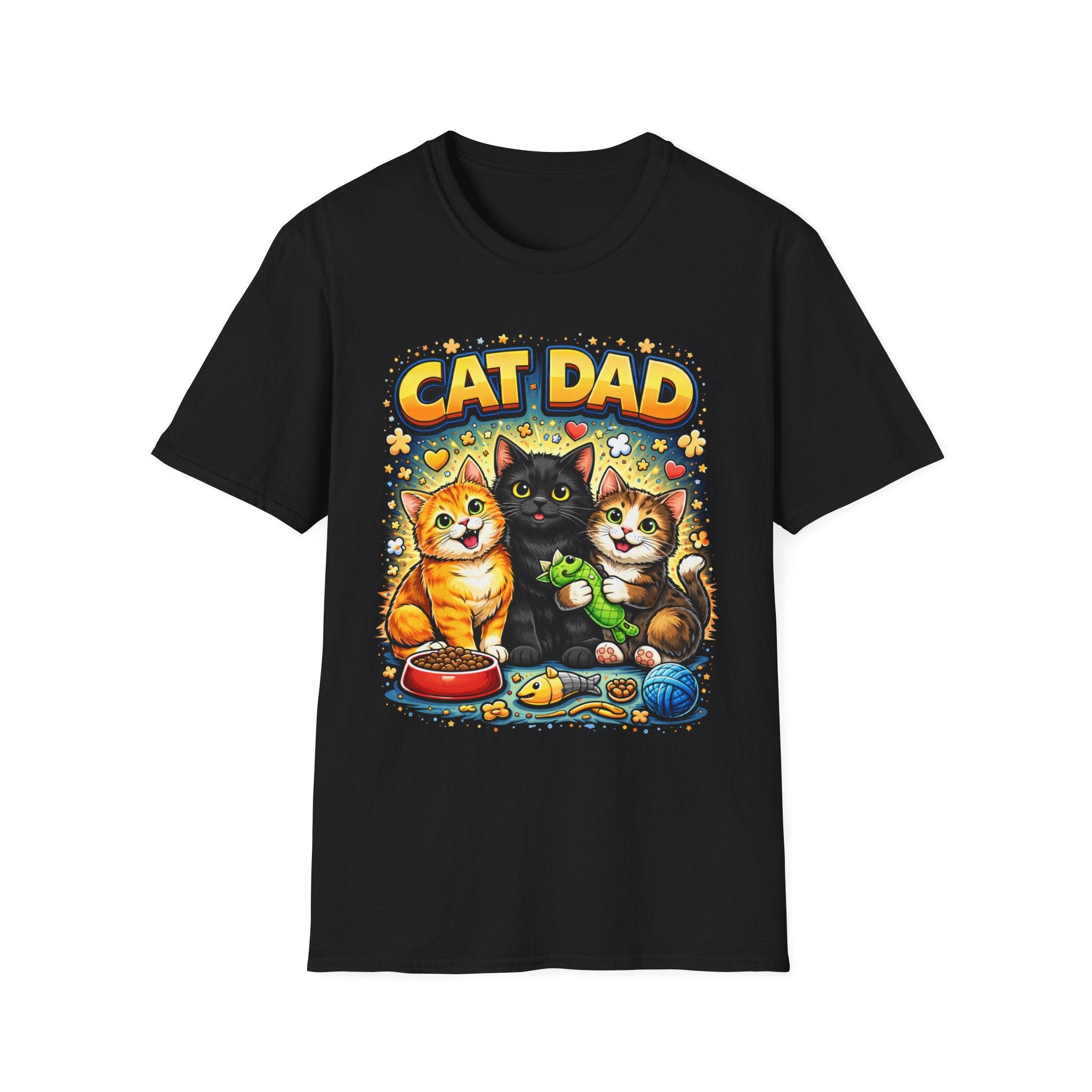 Cat Dad graphic T-Shirt | Cute kittens, colorful illustration, pet lover tee