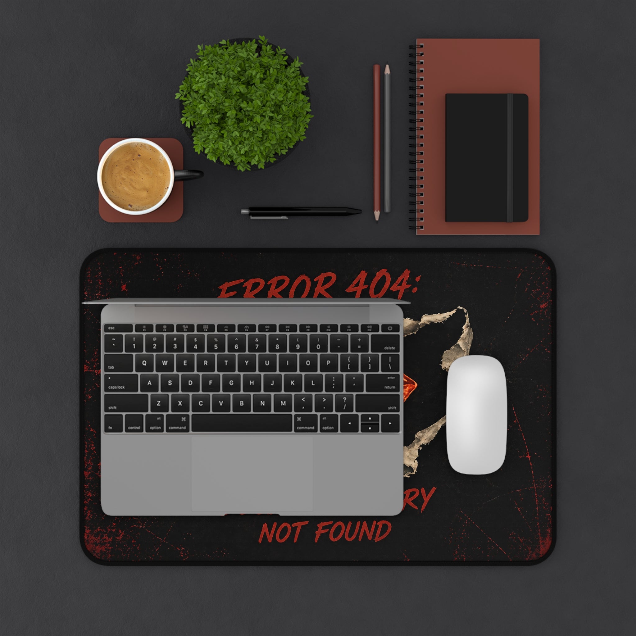 Error 404 Social Battery Not Found Desk Mat | Black Cat Desk Pad