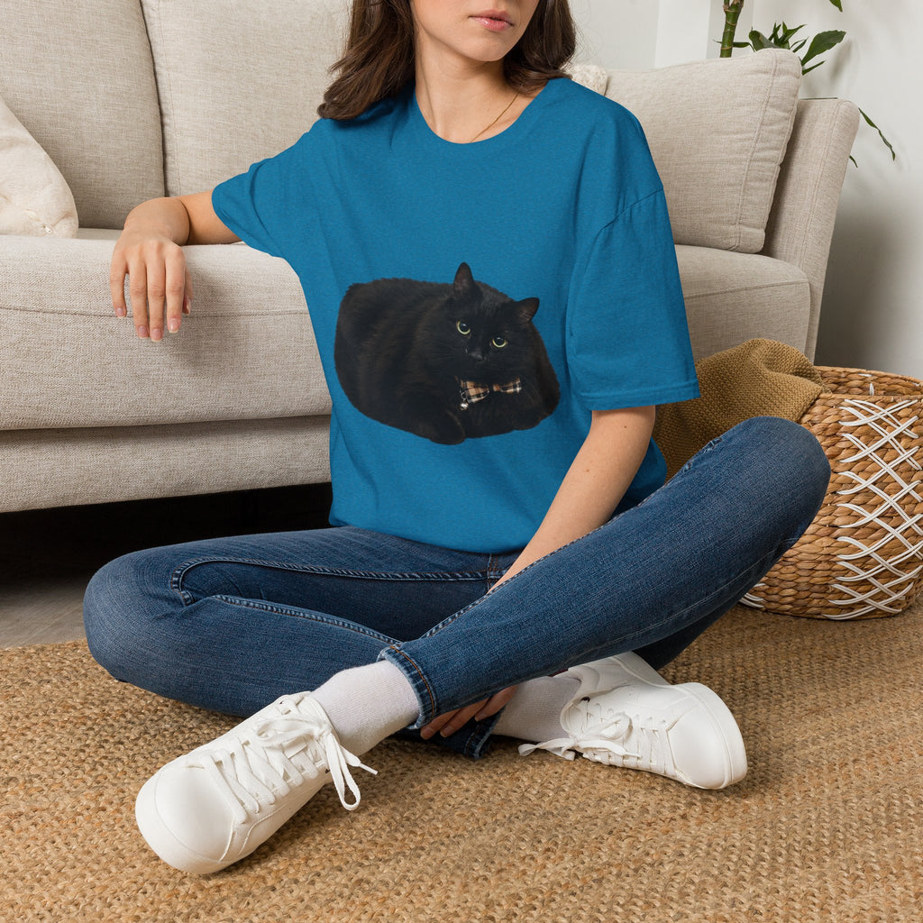 Peeking Black Cat T-Shirt | Minimal Cat Illustration