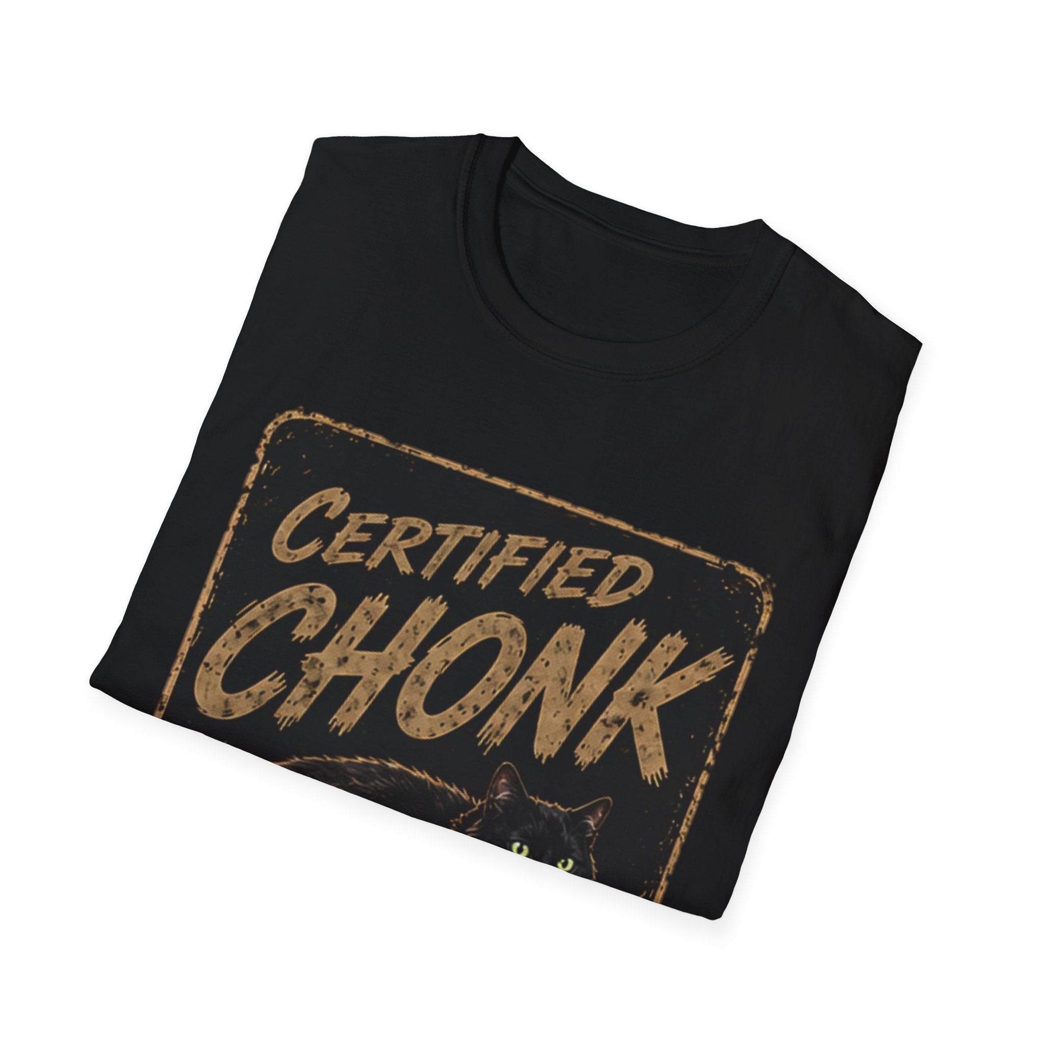 Certified Chonk Cat T-Shirt | Retro Black Cat Illustration