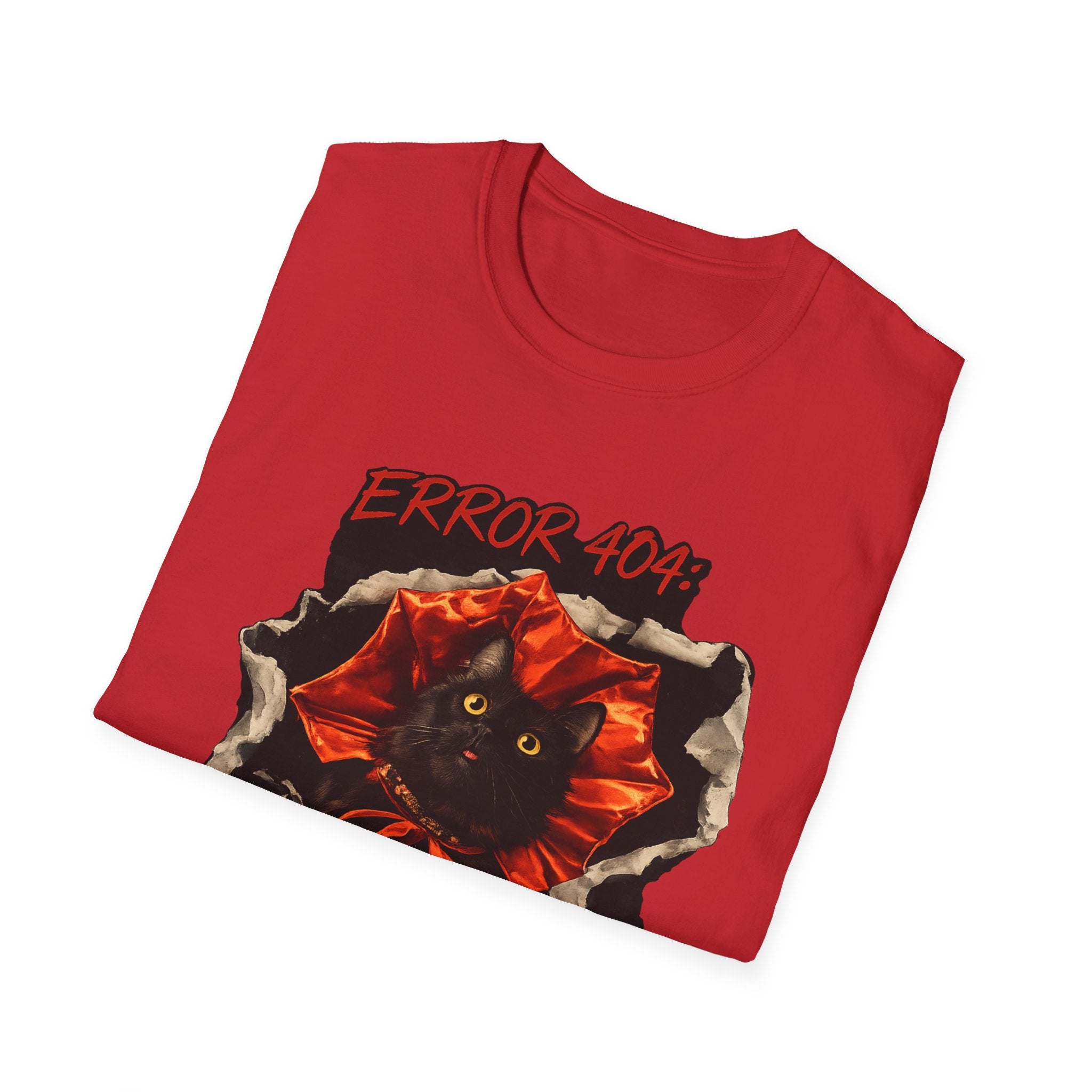 Error 404 Black Cat in Red Flower T-Shirt | Social Battery Not Found