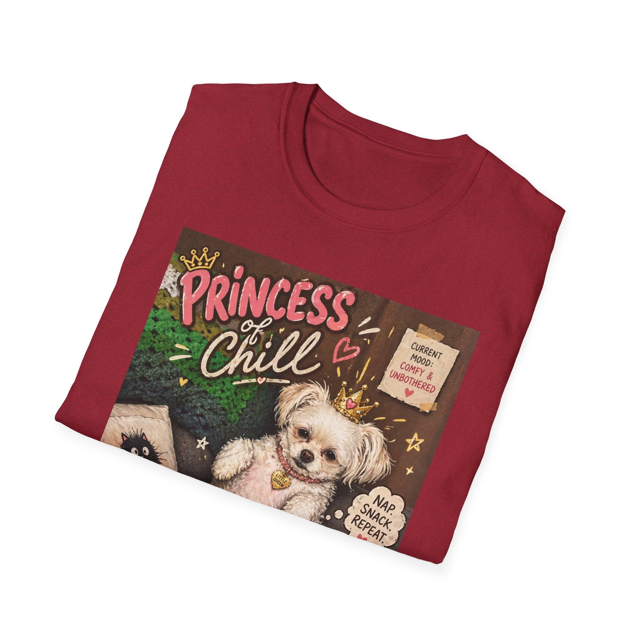 Princess and Chill Maltese Dog T-Shirt | Cute Dog Illustration