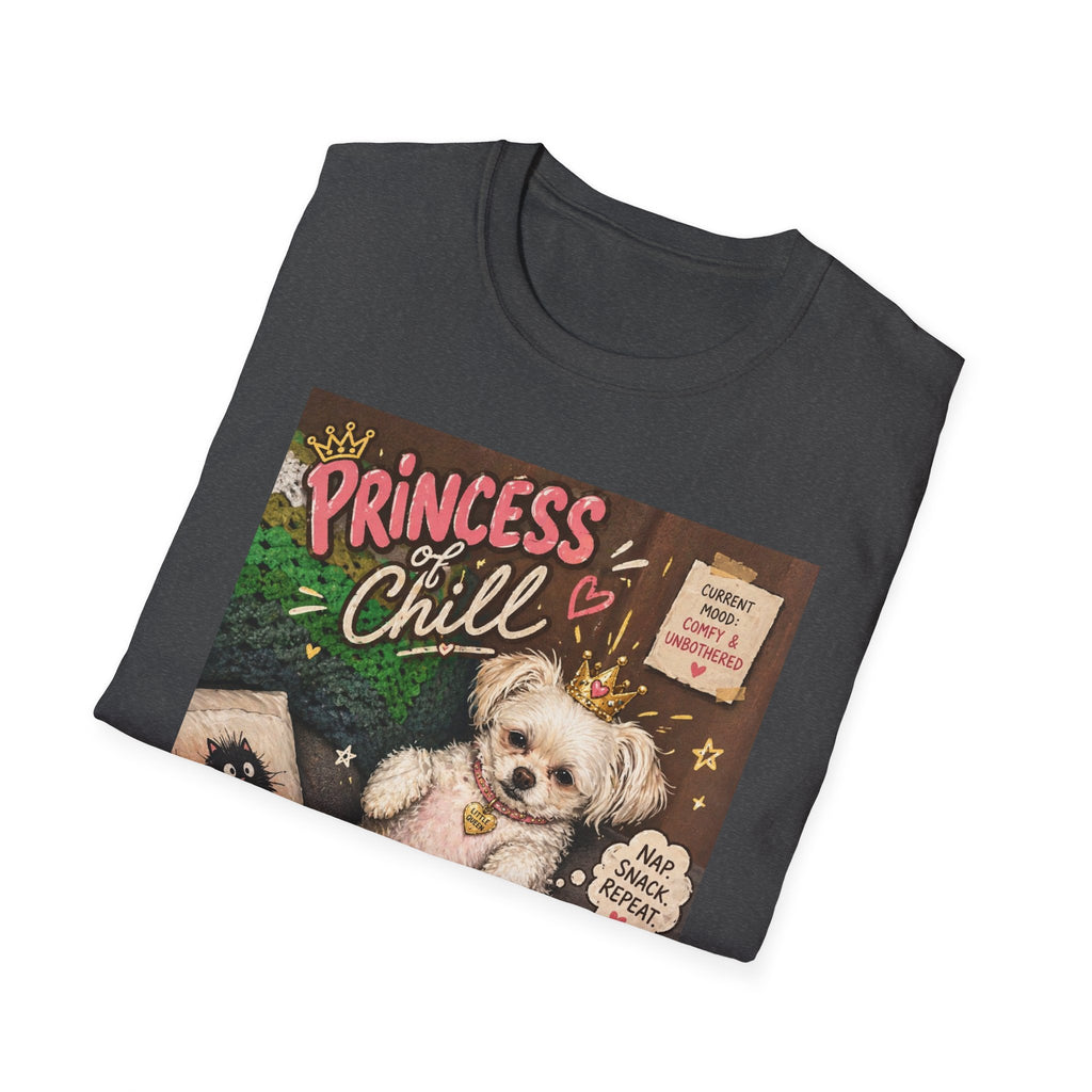 Princess and Chill Maltese Dog T-Shirt | Cute Dog Illustration